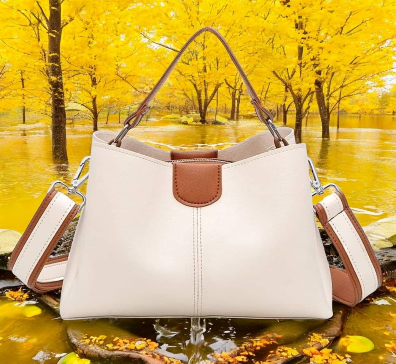     			MI PLUS Sling Bag PU Set of 1 ( White )