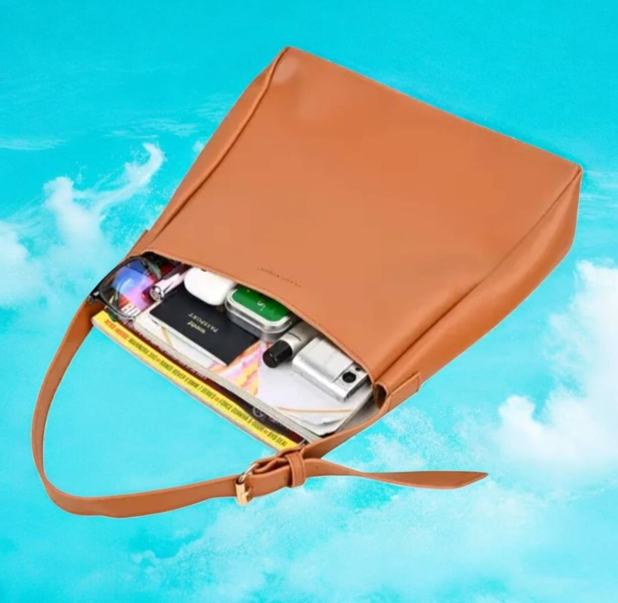     			MI PLUS Tote Bag PU Set of 1 ( Tan )