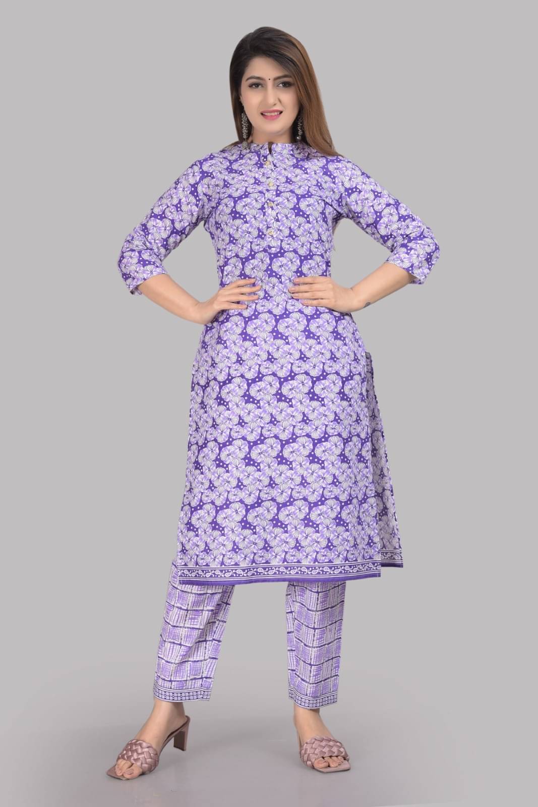 Metafab Women Viscose Printed Straight Kurti With Pants ( Blue ) Metafab Women Viscose Printed Straight Kurti With Pants ( Blue )