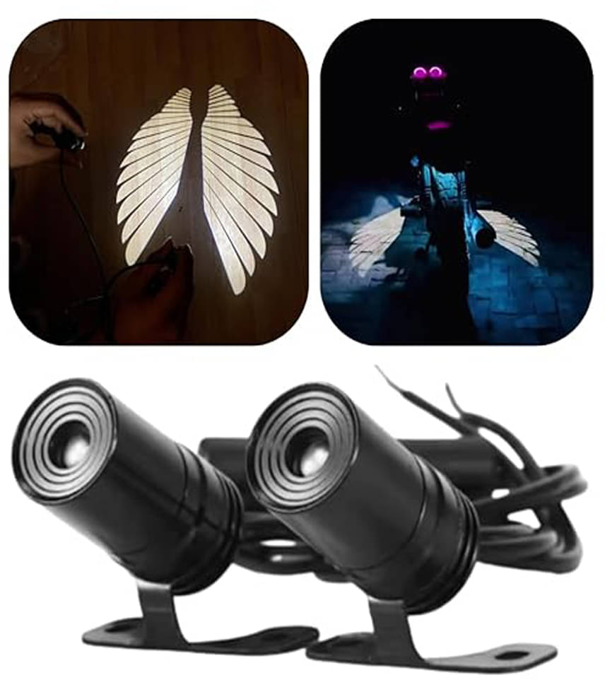 Motorcycle LED Angel Wings Style Light Waterproof, Universal fit for All Motorcycle and Car Models (White Color Angel Wings Reflection)     			Motorcycle LED Angel Wings Style Light Waterproof, Universal fit for All Motorcycle and Car Models (White Color Angel Wings Reflection)