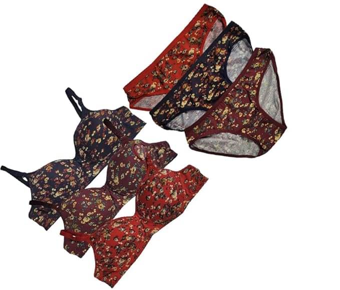 Narsingha Dreams Pack of 3 Cotton Blend Bra & Panty Set For Women ( Multicolor3 ) Narsingha Dreams Pack of 3 Cotton Blend Bra & Panty Set For Women ( Multicolor3 )