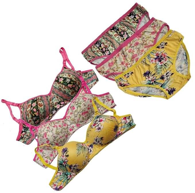     			Narsingha Dreams Pack of 3 Cotton Blend Bra & Panty Set For Women ( Multicolor4 )