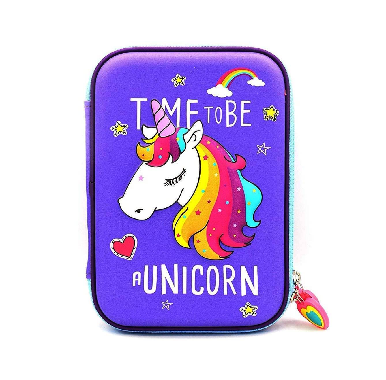     			Polyester Unicorn Hard Case Pouch, Unicorn Pencil Box Stationery Box Pencil Case Pencil Case For Boys & Girls Pencil Pouch 3D Hardtop Eva Pencil Case, Multicolor