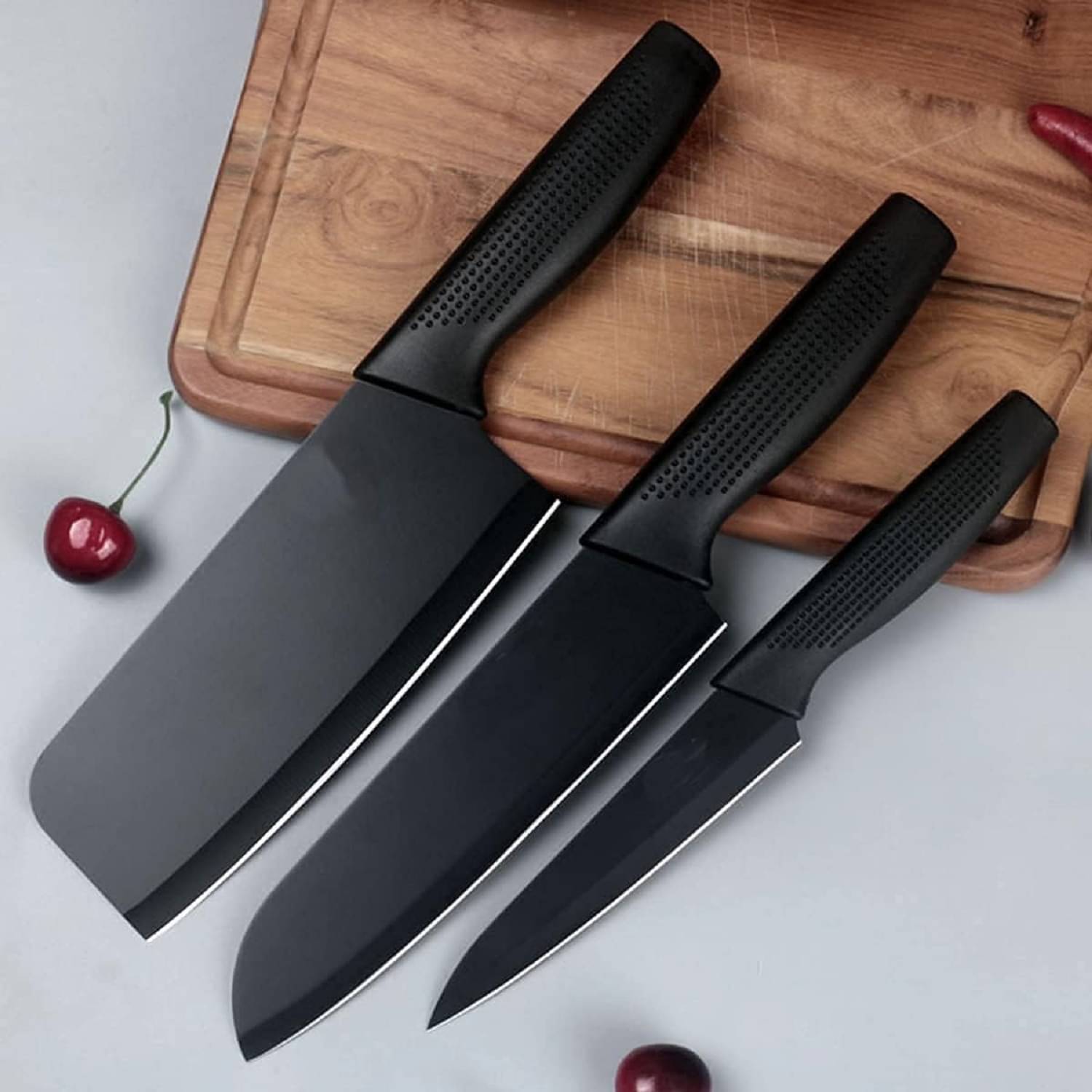 Professional Chef Knife Set, 3 Piece Kitchen Knife Set for Vegetable Cutting and Chopping, Ultra Sharp Stainless Steel Blades with Ergonomic Handles, Perfect for Kitchen and Restaurant Use Professional Chef Knife Set, 3 Piece Kitchen Knife Set for Vegetable Cutting and Chopping, Ultra Sharp Stainless Steel Blades with Ergonomic Handles, Perfect for Kitchen and Restaurant Use