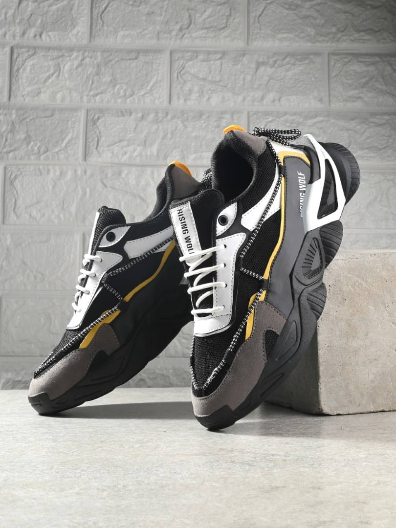     			Rising Wolf Black Men's Sports Running Shoes