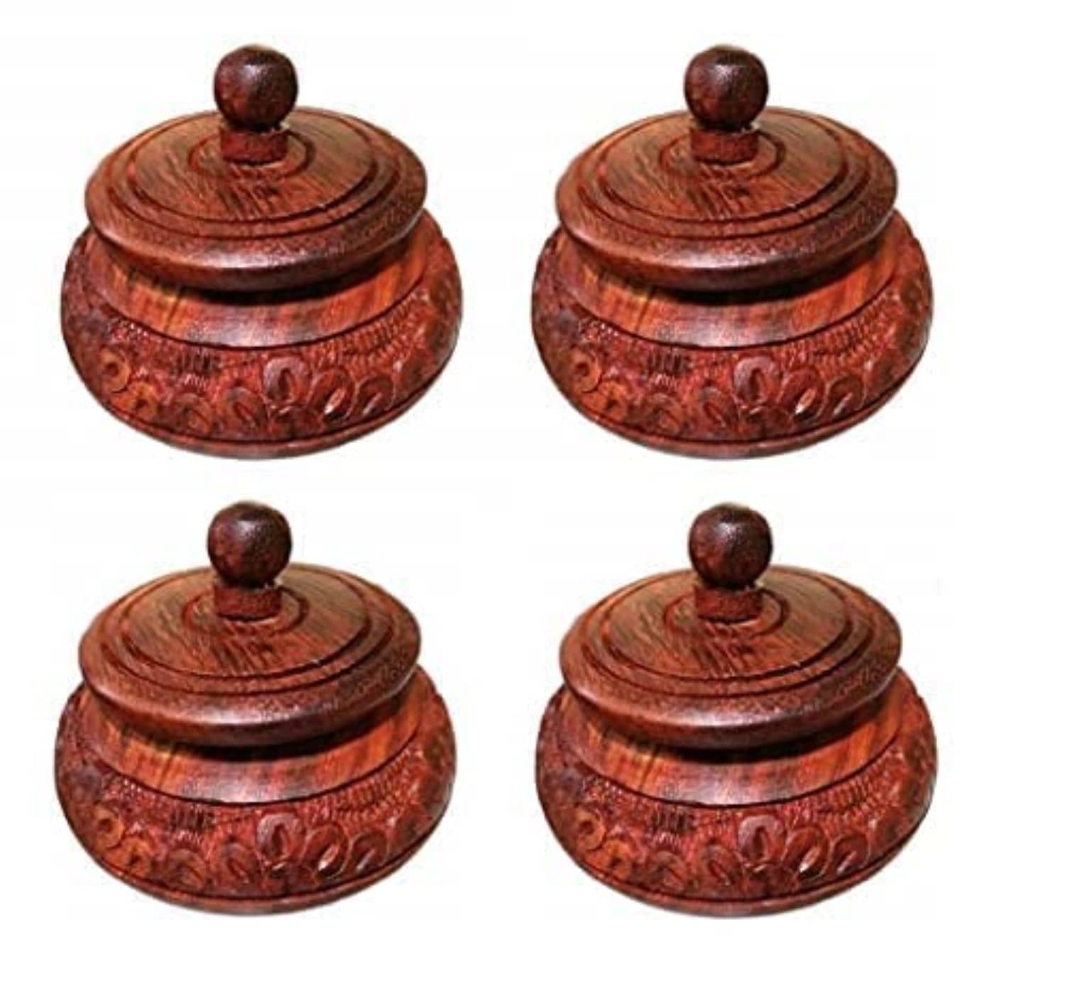 SHAHNAWAZ WOODEN HANDICRAFTS Sindoor Box 4 ( Pack of 4 )