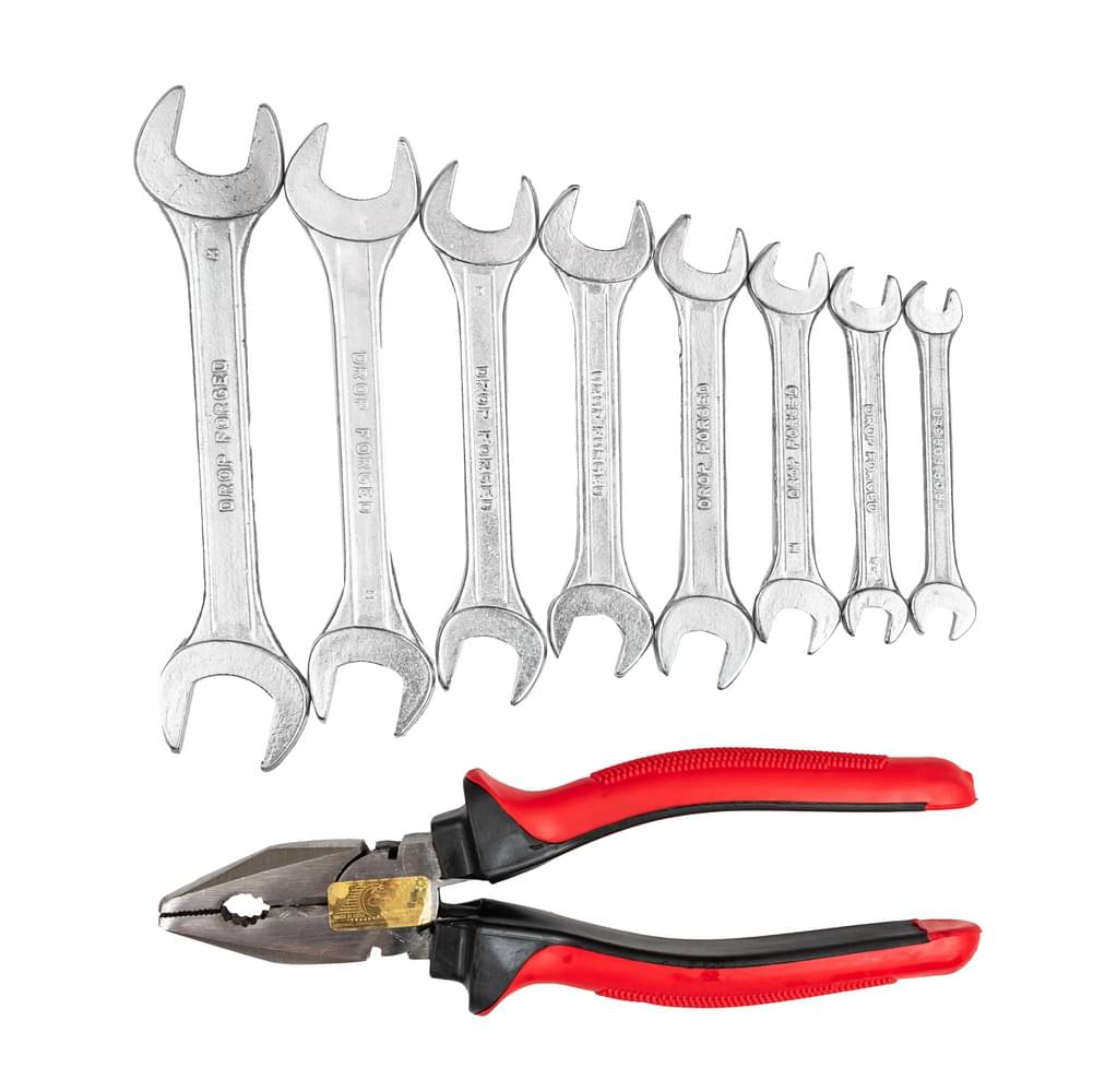     			SPANNER DOUBLE OPEN END  STEEL SET/8 + PLIER COMBINATION 8"/200 MM