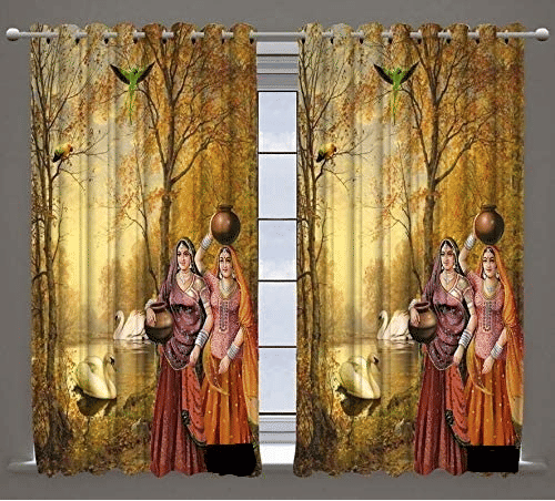 The Lugai Fashion Abstract Room Darkening Eyelet Curtain 5 FT ( Pack of 1 ) - Multi Color The Lugai Fashion Abstract Room Darkening Eyelet Curtain 5 FT ( Pack of 1 ) - Multi Color