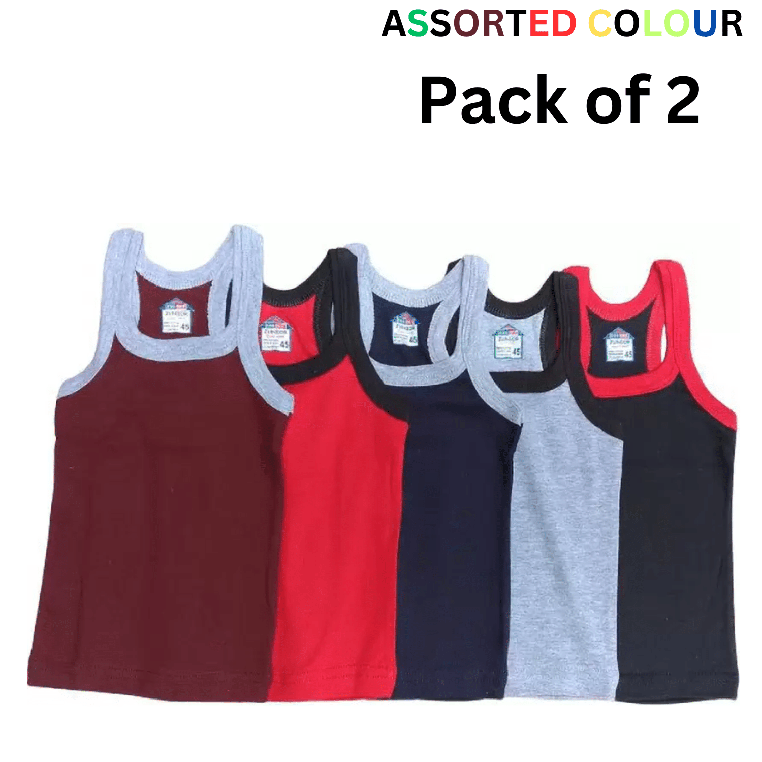 Trust Jone Shop Pack of 2 Cotton Blend Gym Vest For Men ( Multicolor ) Trust Jone Shop Pack of 2 Cotton Blend Gym Vest For Men ( Multicolor )