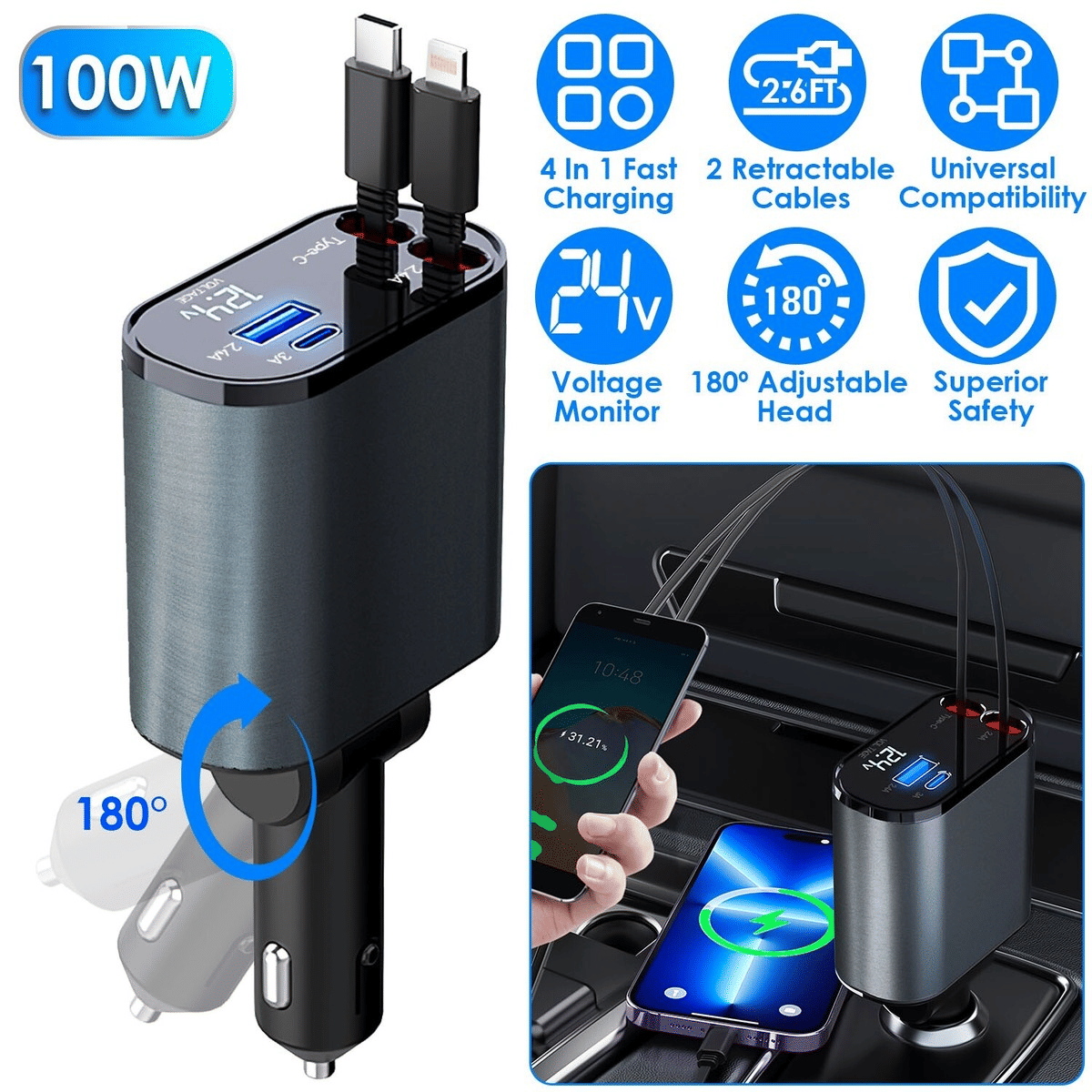     			Universal Car Charger – DuDual USB Car Charger – Fast Charging, 36W Output, Compact and Lightweight Design for Cars, Trucks, and SUVsal Port, Fast Charging Adapter with Overheat Protection for All USB Devices