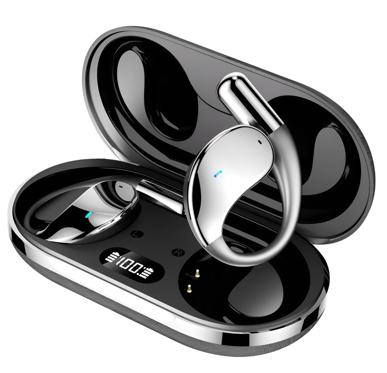     			VEHOP U30 OWS Open Ear Wireless Earbuds with Display, ENC Mic for Crystal-Clear Calls, 60hr Playtime with Type-C Fast Charging, BT5.4 Gaming Bluetooth Earphones, Touch Control Sports Headphone