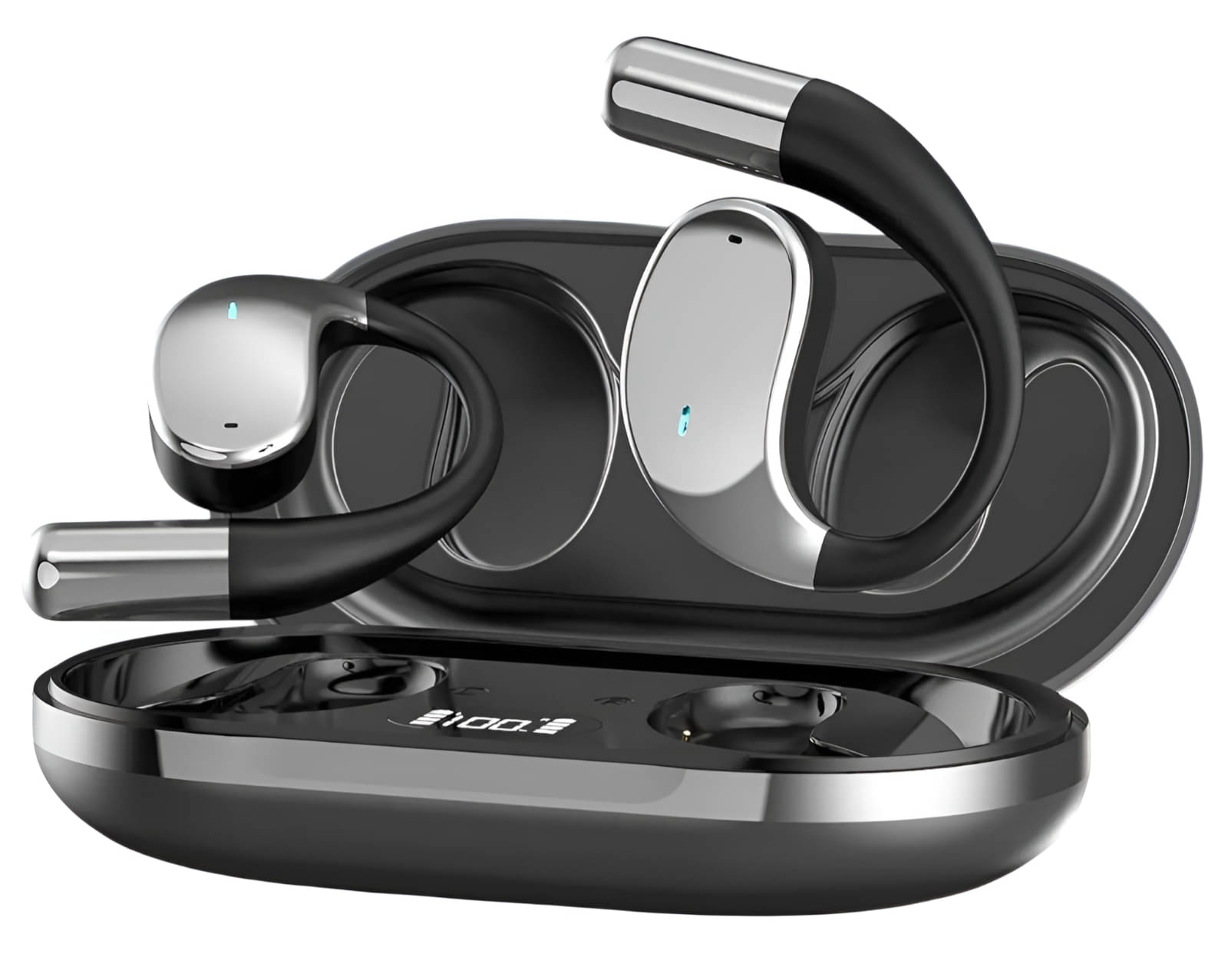     			VERONIC U30 OWS Open Ear Wireless Earbuds with Display, ENC Mic for Crystal-Clear Calls, 60hr Playtime with Type-C Fast Charging, BT5.4 Gaming Bluetooth Earphones, Touch Control Sports Headphone