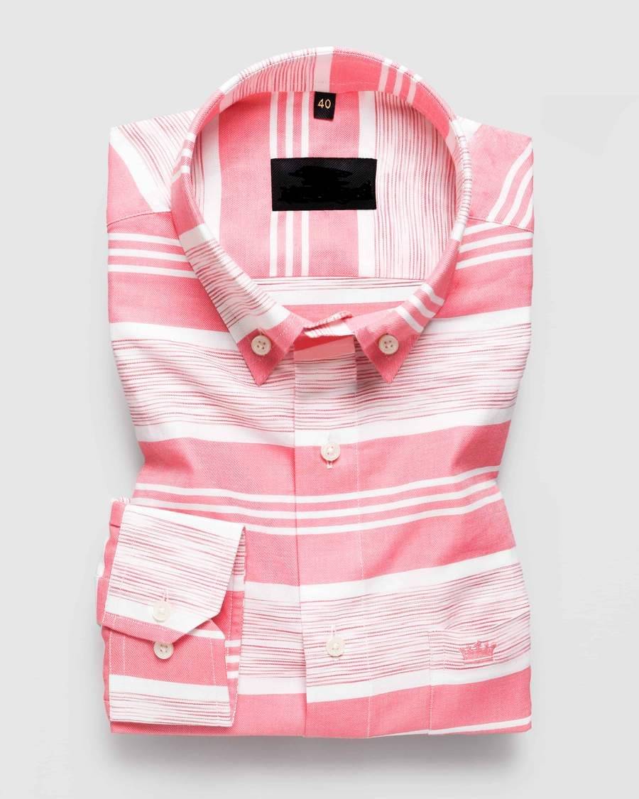VERTUSY 100% Cotton Regular Fit Striped Full Sleeves Men's Casual Shirt - Pink ( Pack of 1 ) VERTUSY 100% Cotton Regular Fit Striped Full Sleeves Men's Casual Shirt - Pink ( Pack of 1 )
