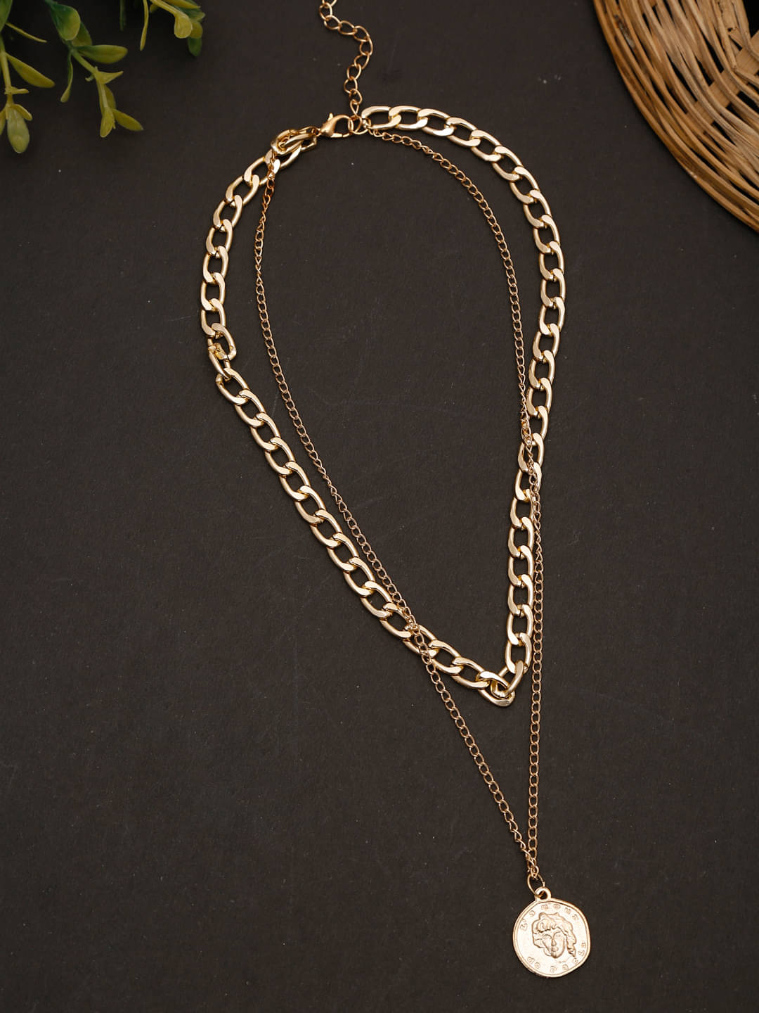     			YOUBELLA Golden Alloy Necklace ( Pack of 1 )
