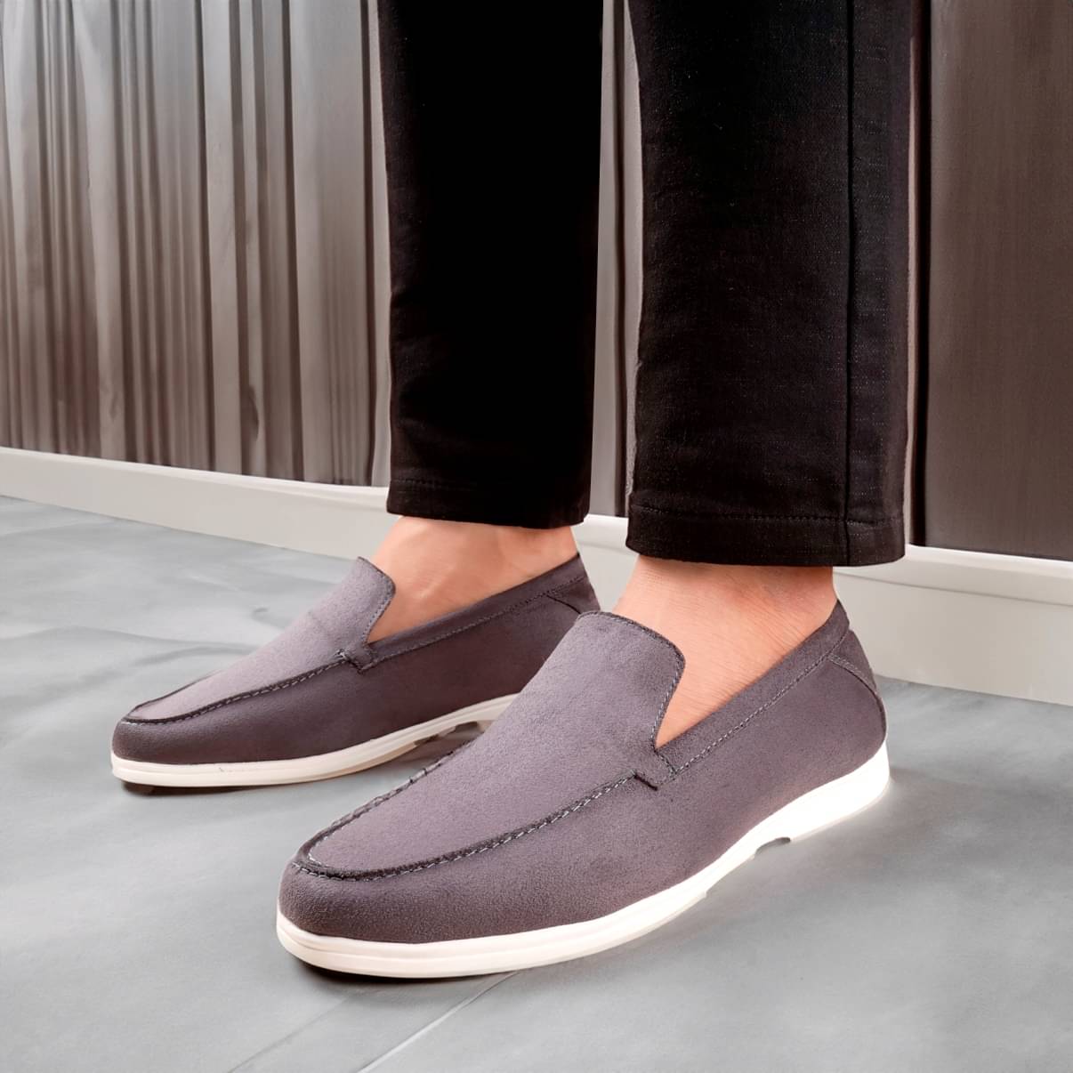     			YUVRATO BAXI Casual Loafer Shoes Grey Men's Slip-on Shoes