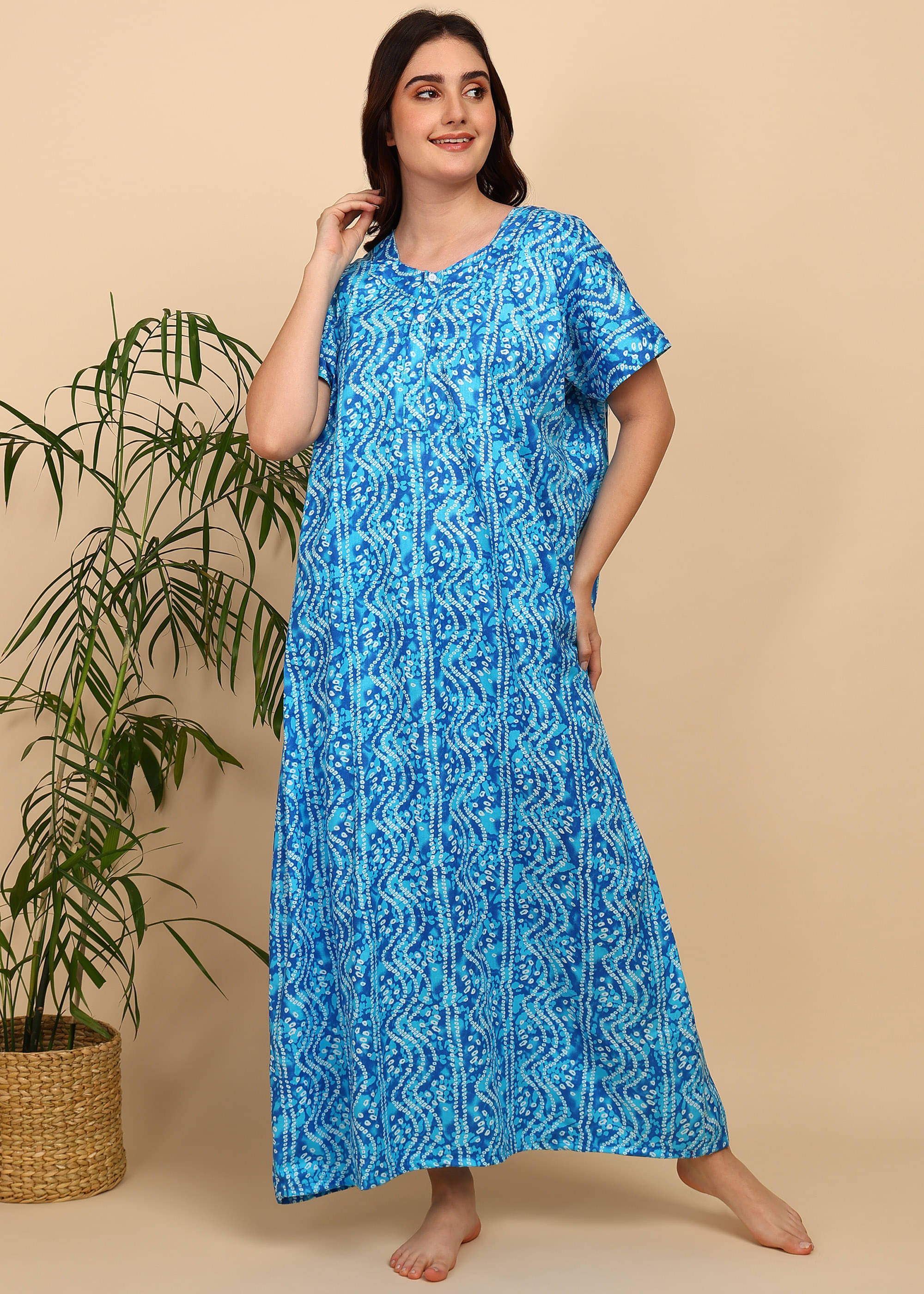     			manidhari fab Blue Cotton Women's Nightwear Nighty & Night Gowns ( Pack of 1 )