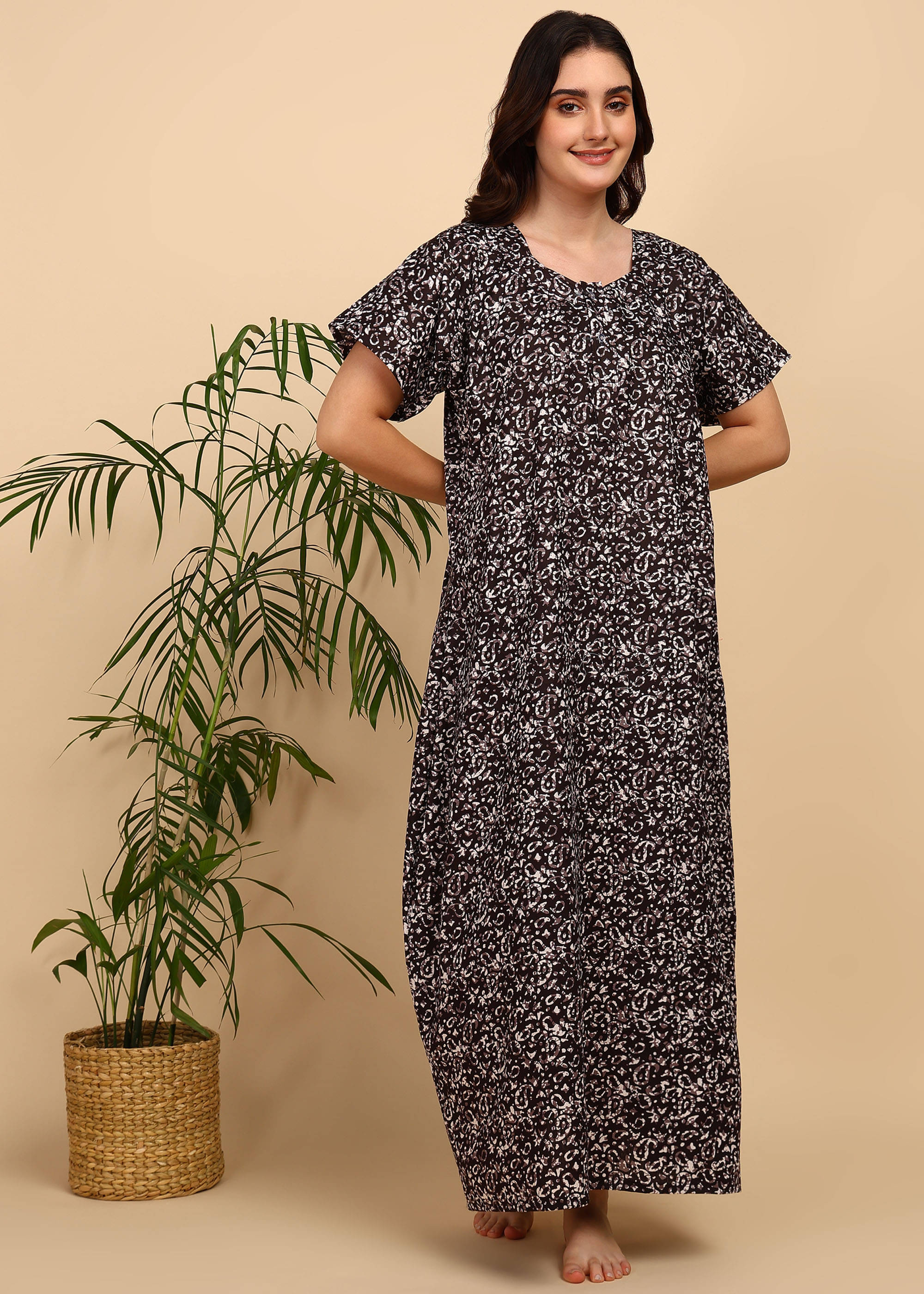     			manidhari fab Brown Cotton Women's Nightwear Nighty & Night Gowns ( Pack of 1 )