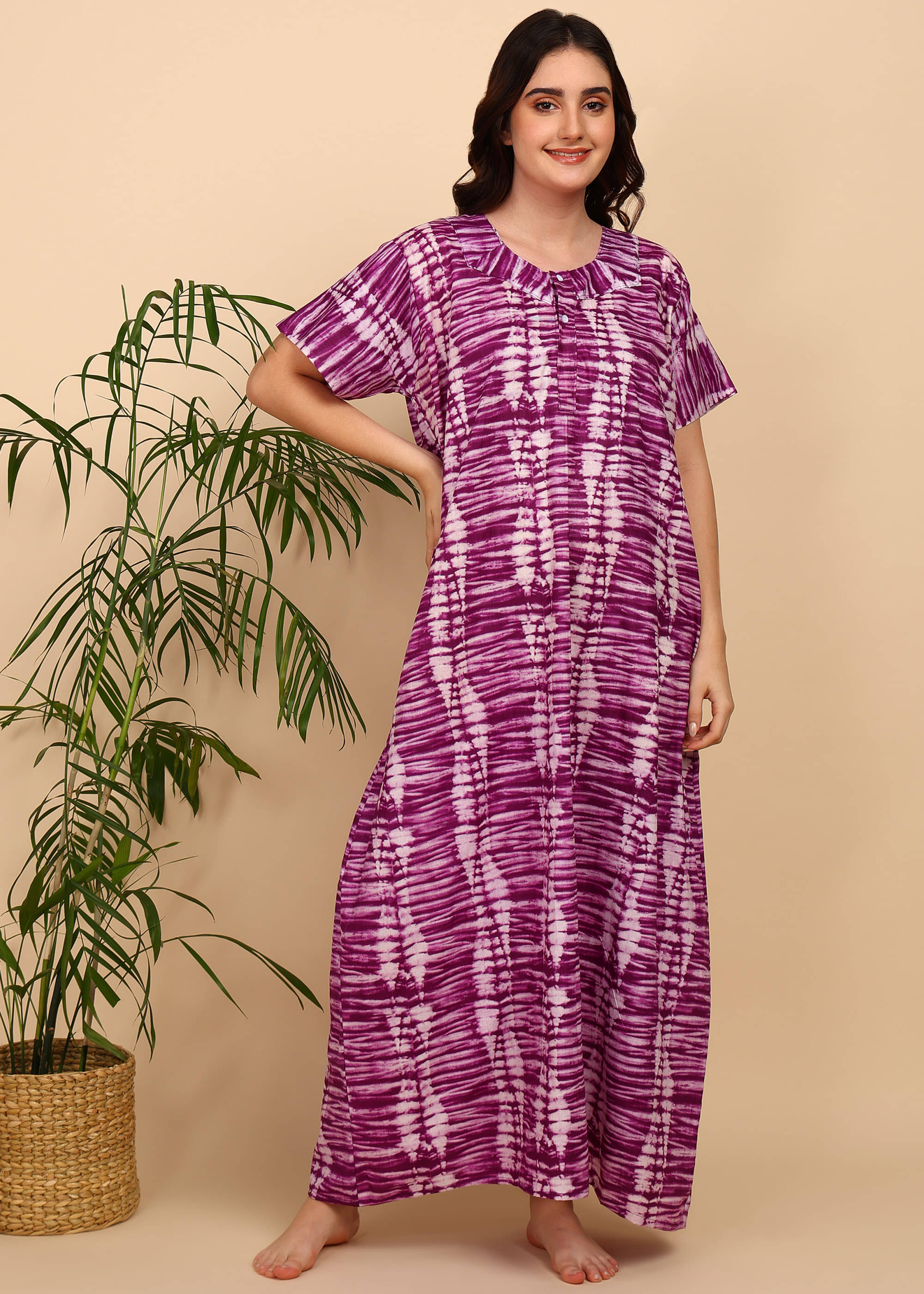 manidhari fab Lavender Cotton Women's Nightwear Nighty & Night Gowns ( Pack of 1 ) manidhari fab Lavender Cotton Women's Nightwear Nighty & Night Gowns ( Pack of 1 )