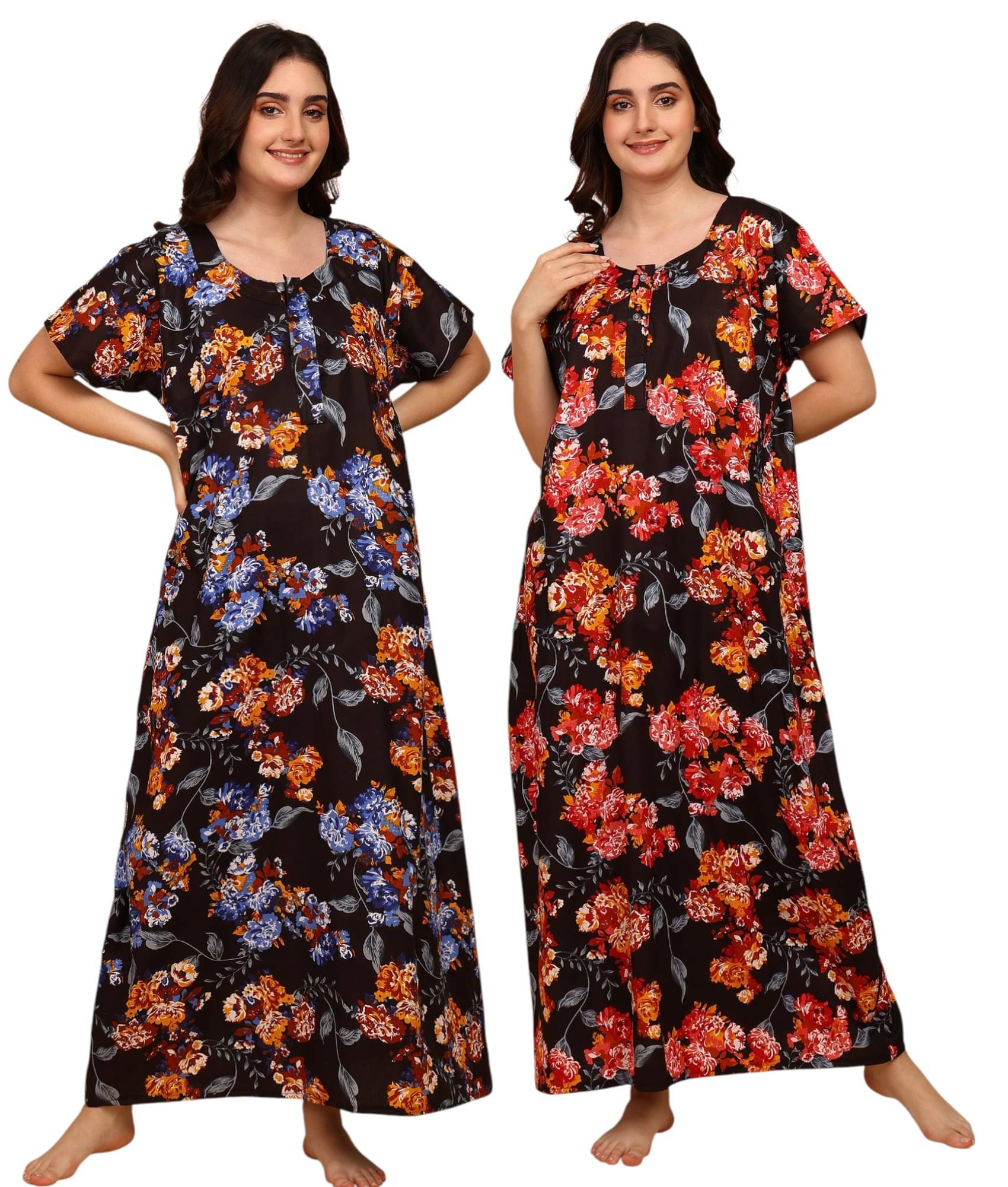     			manidhari fab Multicolor Cotton Women's Nightwear Nighty & Night Gowns ( Pack of 2 )