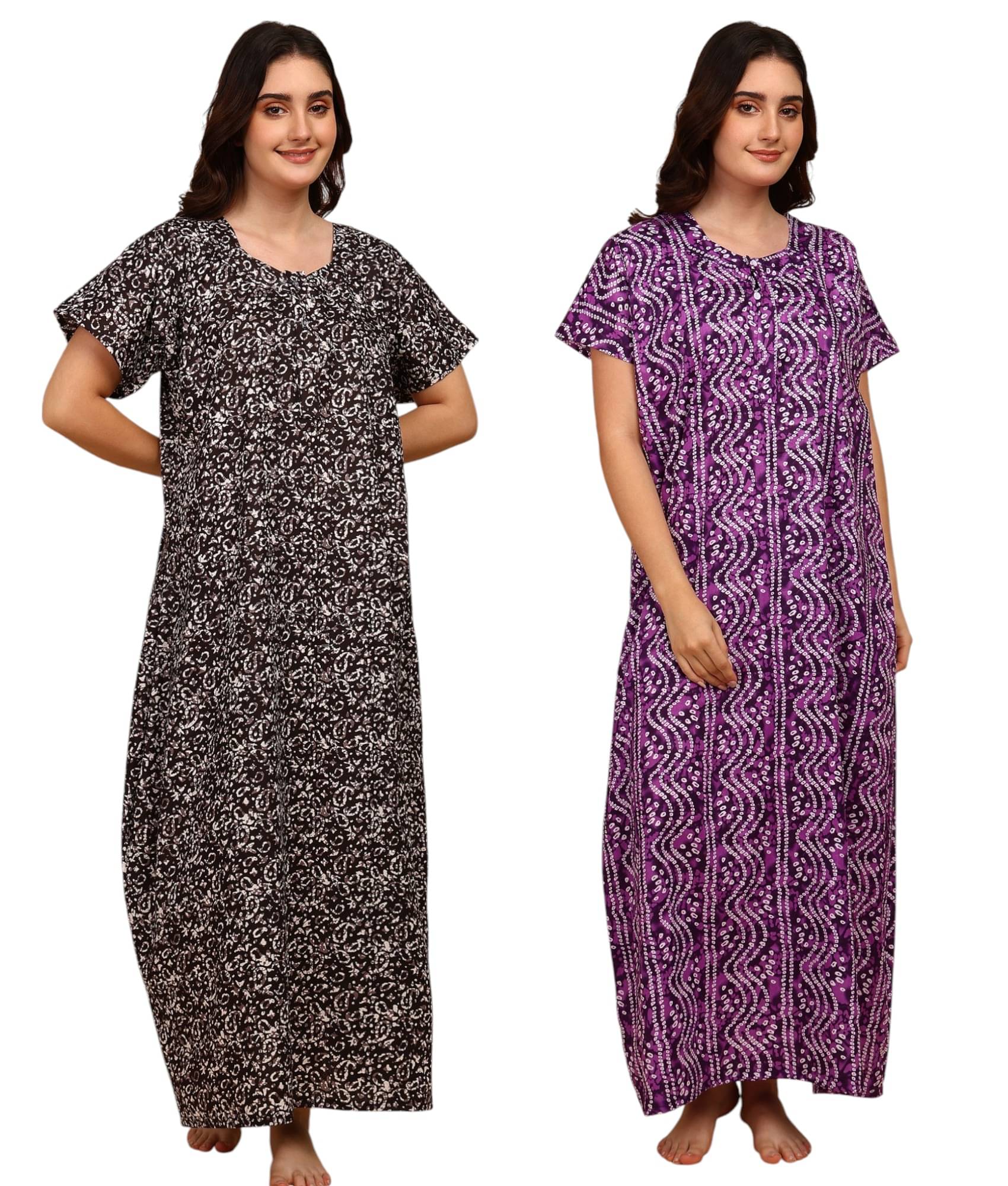     			manidhari fab Multicolor Cotton Women's Nightwear Night Dress ( Pack of 2 )