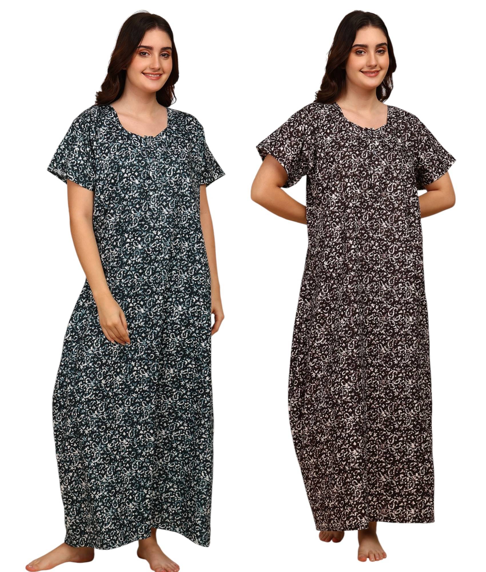     			manidhari fab Multicolor Cotton Women's Nightwear Nighty & Night Gowns ( Pack of 2 )