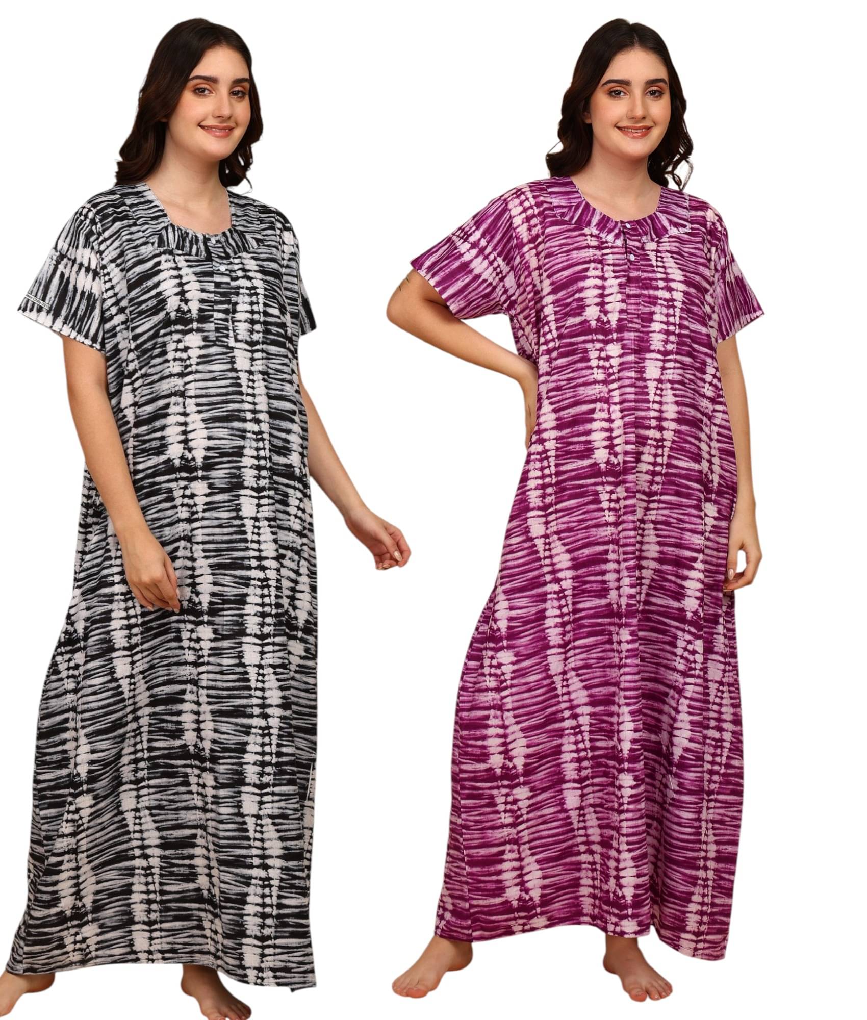 manidhari fab Multicolor Cotton Women's Nightwear Nighty & Night Gowns ( Pack of 2 ) manidhari fab Multicolor Cotton Women's Nightwear Nighty & Night Gowns ( Pack of 2 )