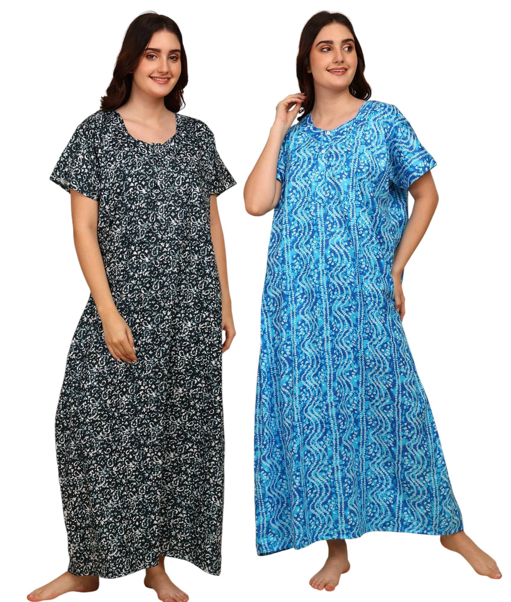 manidhari fab Multicolor Cotton Women's Nightwear Night Dress ( Pack of 2 ) manidhari fab Multicolor Cotton Women's Nightwear Night Dress ( Pack of 2 )
