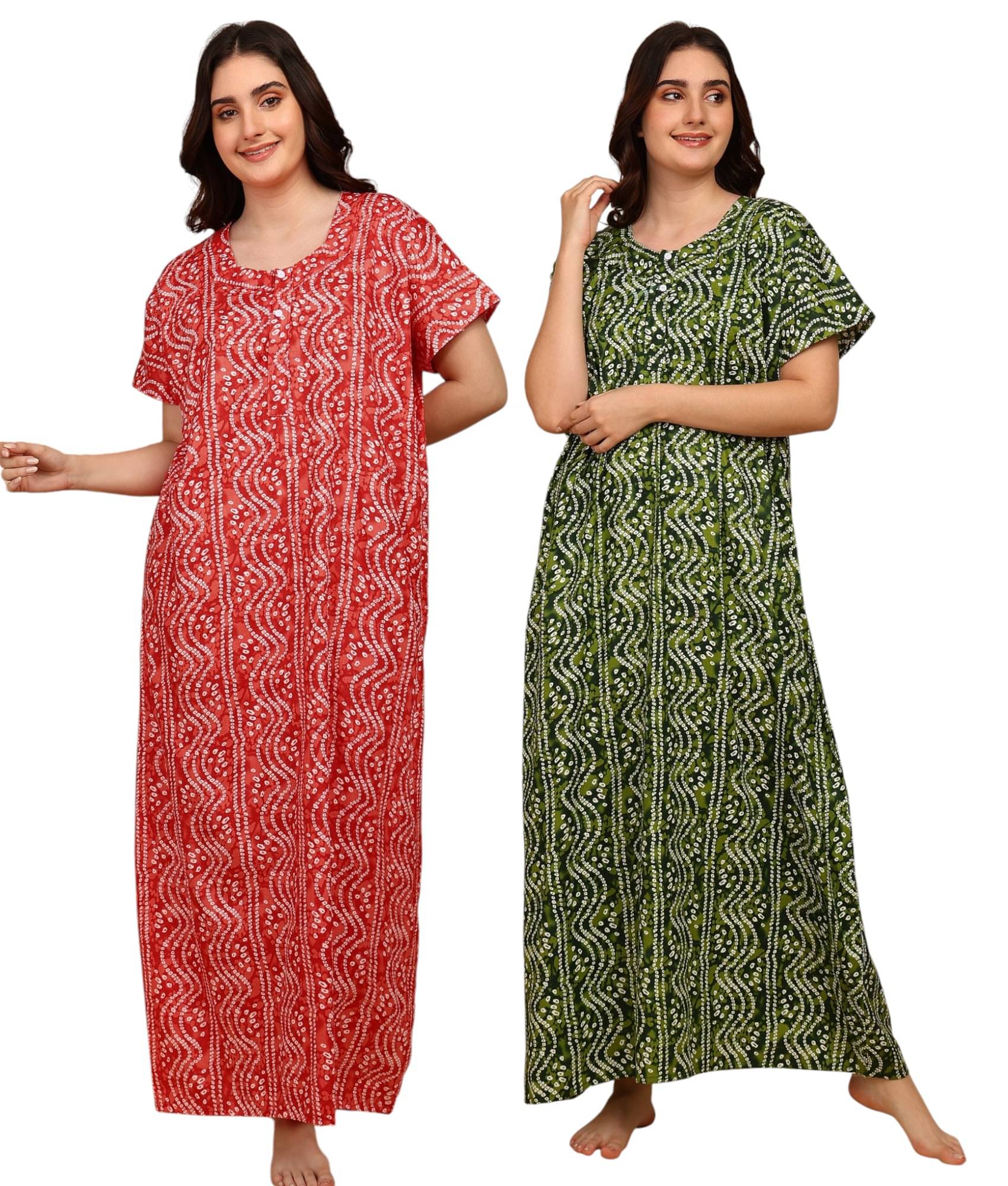     			manidhari fab Multicolor Cotton Women's Nightwear Night Dress ( Pack of 2 )