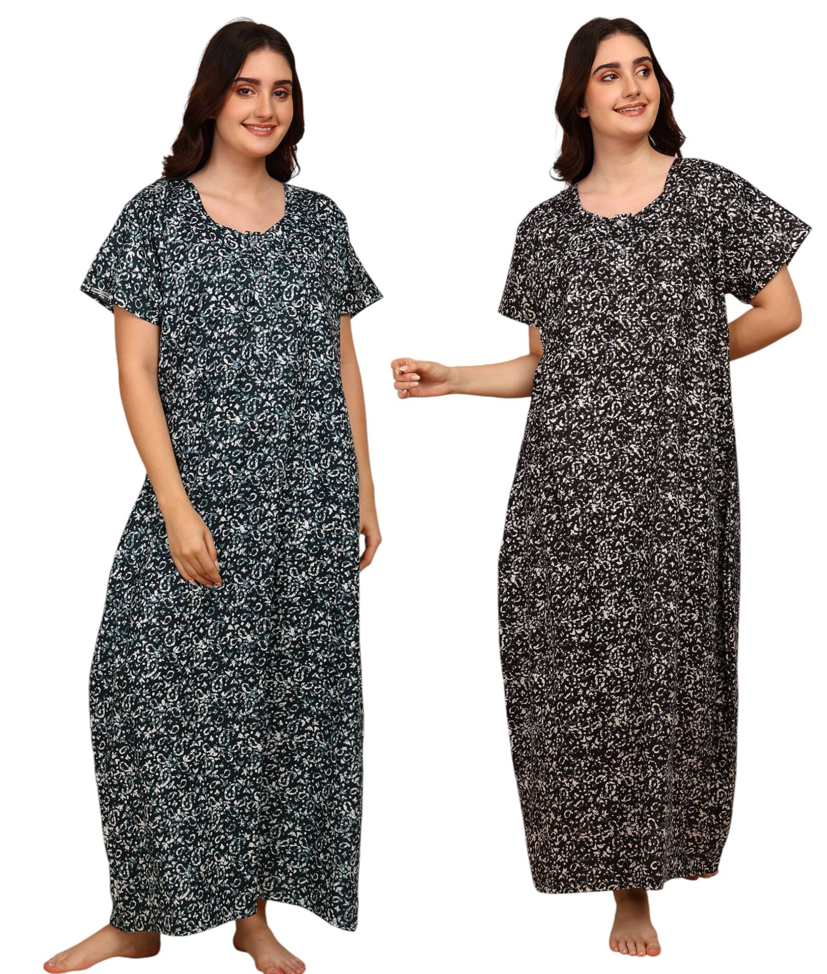 manidhari fab Multicolor Cotton Women's Nightwear Nighty & Night Gowns ( Pack of 2 ) manidhari fab Multicolor Cotton Women's Nightwear Nighty & Night Gowns ( Pack of 2 )