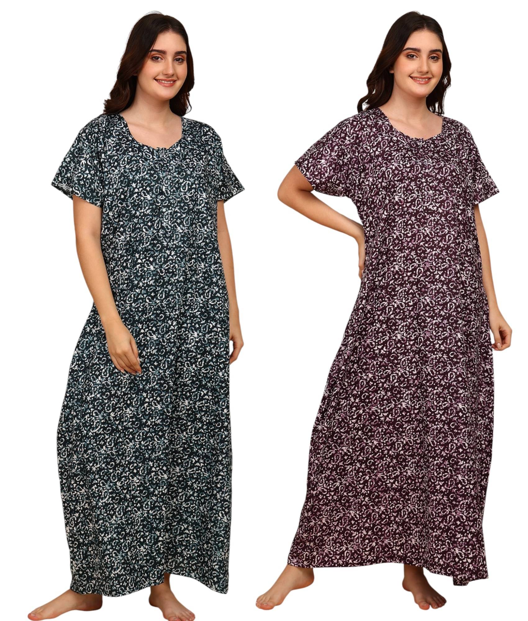     			manidhari fab Multicolor Cotton Women's Nightwear Nighty & Night Gowns ( Pack of 2 )