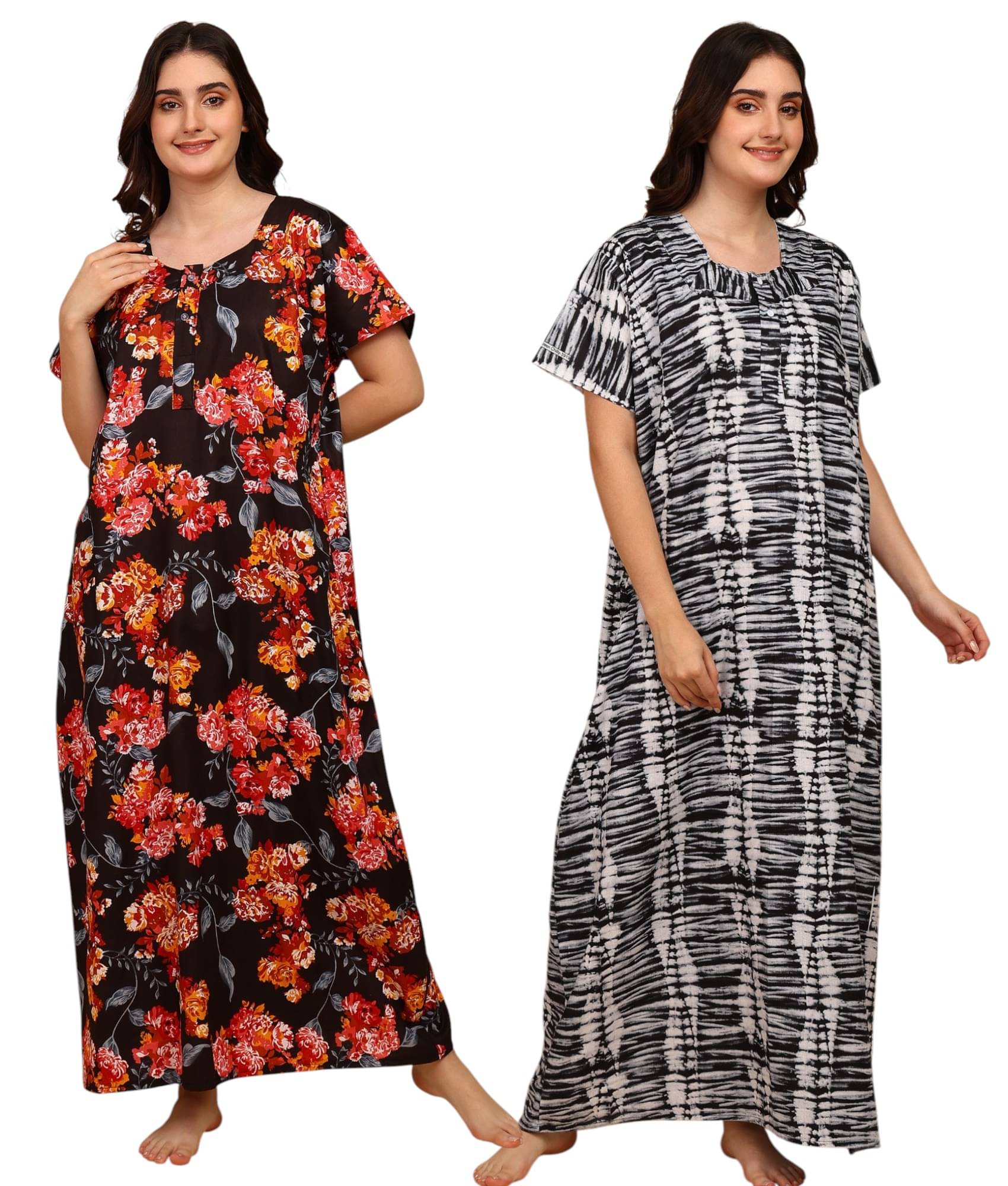     			manidhari fab Multicolor Cotton Women's Nightwear Night Dress ( Pack of 2 )