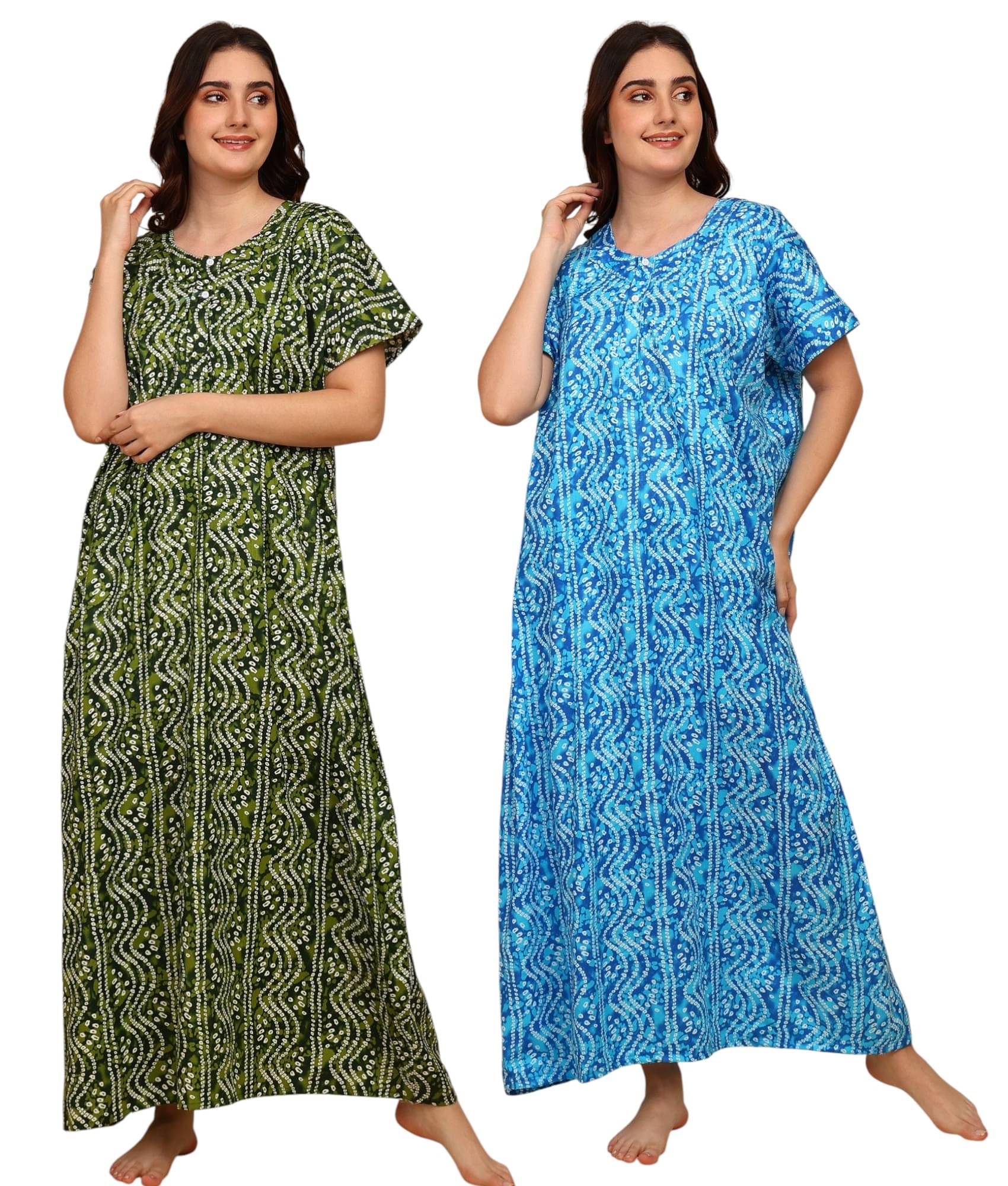 manidhari fab Multicolor Cotton Women's Nightwear Nighty & Night Gowns ( Pack of 2 ) manidhari fab Multicolor Cotton Women's Nightwear Nighty & Night Gowns ( Pack of 2 )