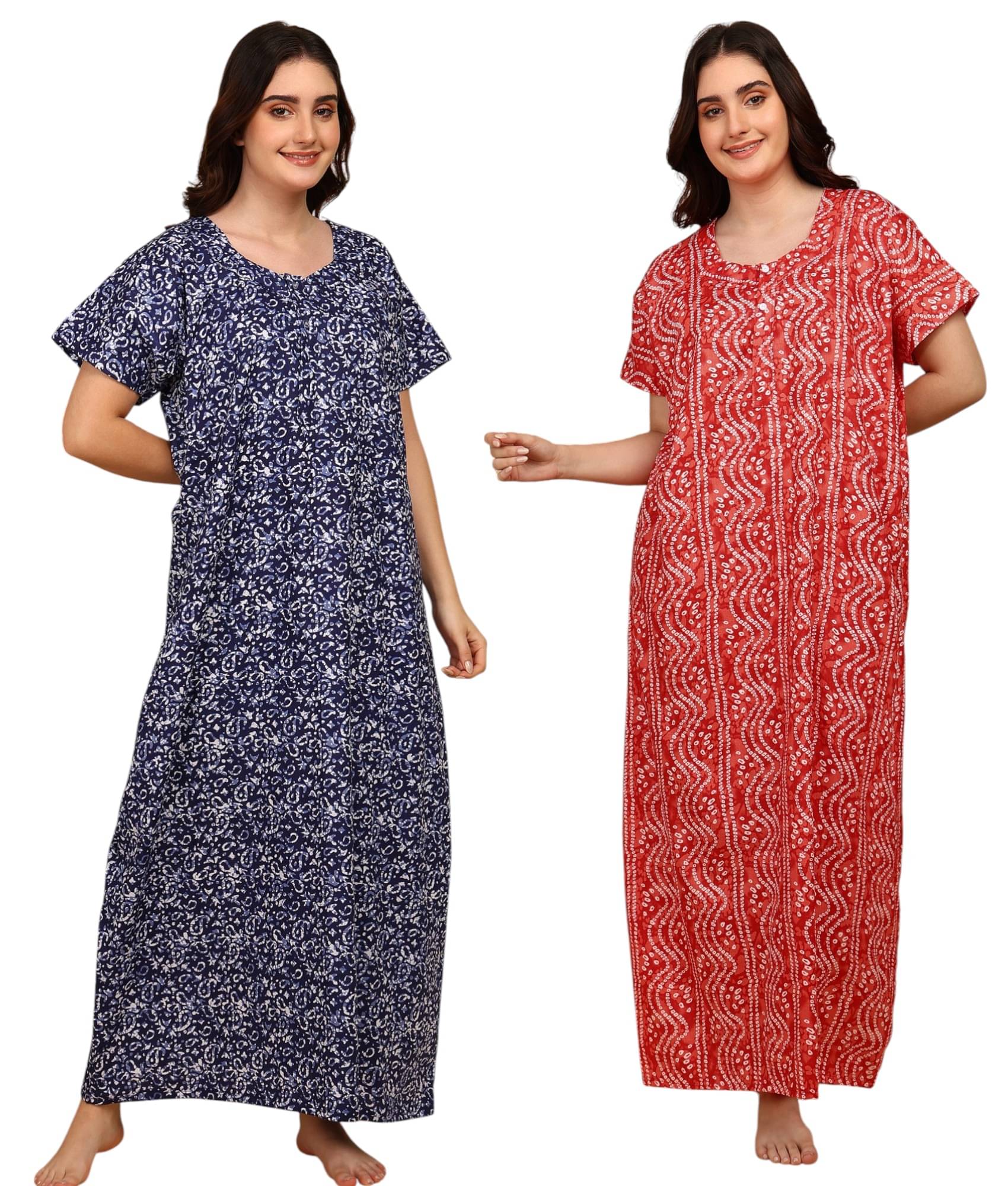     			manidhari fab Multicolor Cotton Women's Nightwear Night Dress ( Pack of 2 )