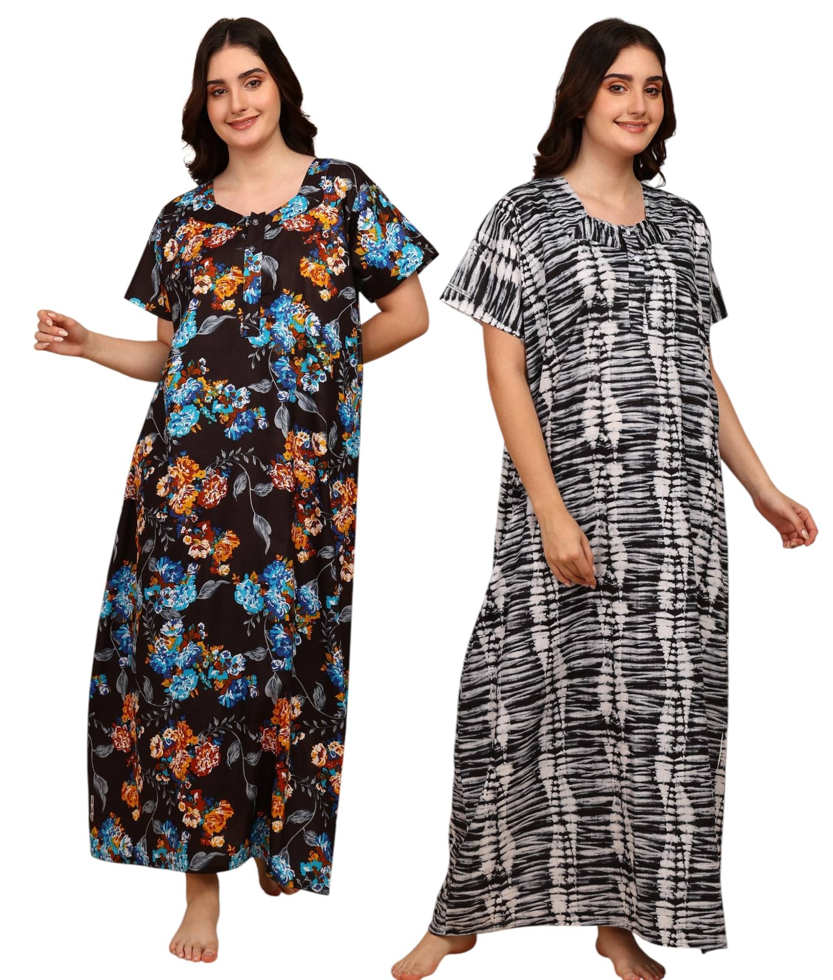     			manidhari fab Multicolor Cotton Women's Nightwear Nighty & Night Gowns ( Pack of 2 )