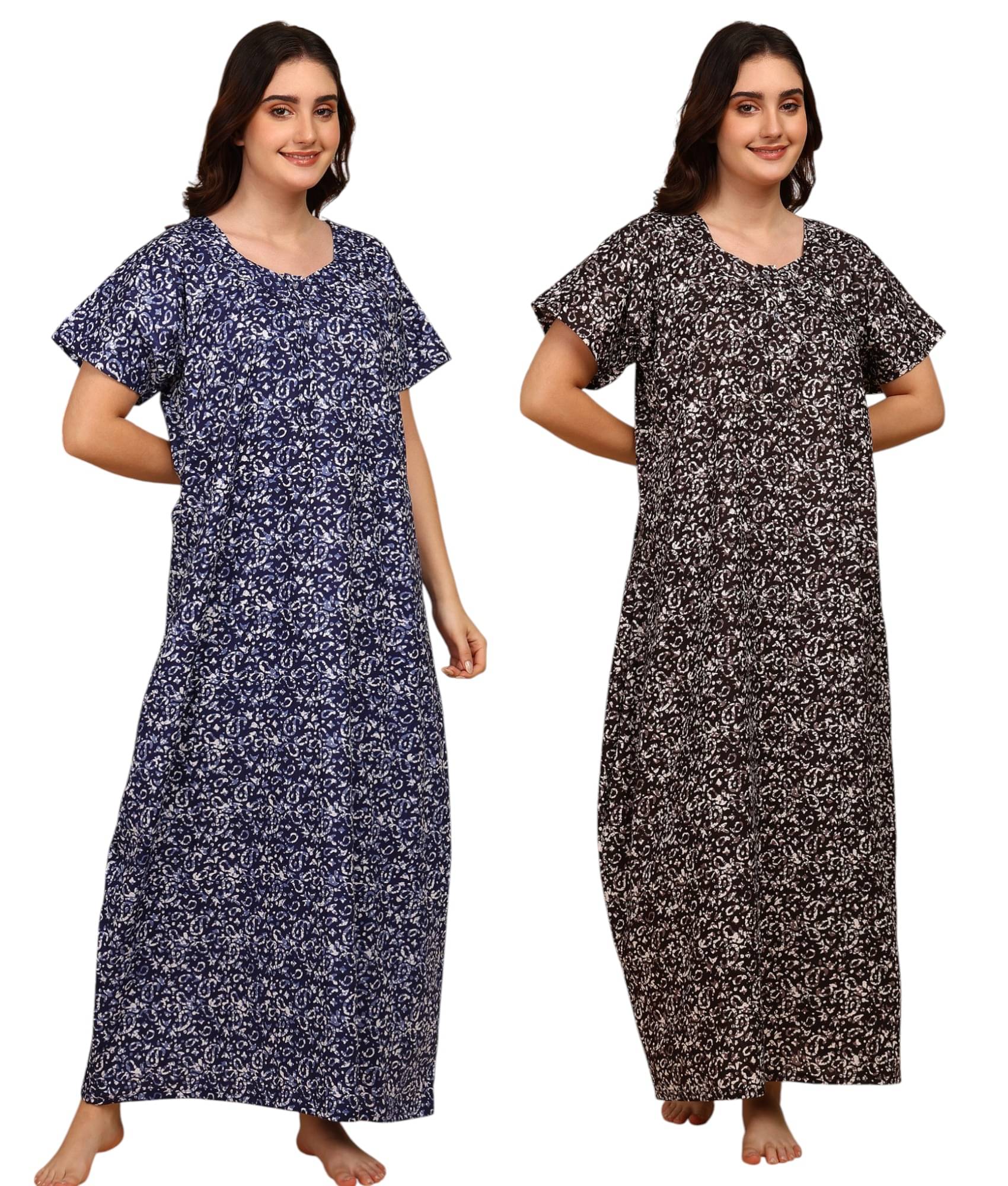 manidhari fab Multicolor Cotton Women's Nightwear Night Dress ( Pack of 2 ) manidhari fab Multicolor Cotton Women's Nightwear Night Dress ( Pack of 2 )