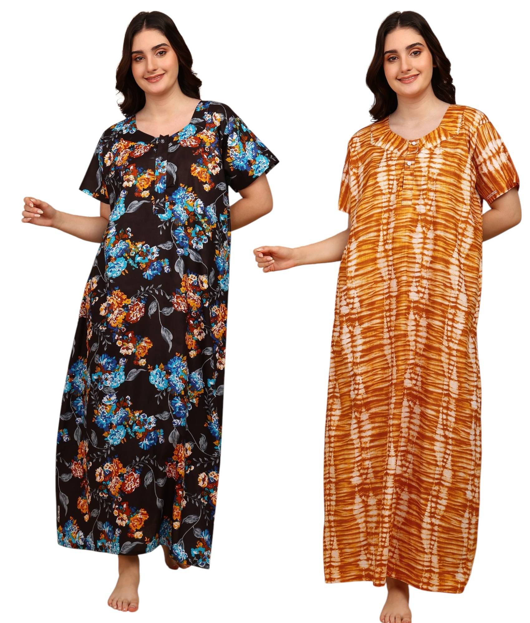     			manidhari fab Multicolor Cotton Women's Nightwear Nighty & Night Gowns ( Pack of 2 )