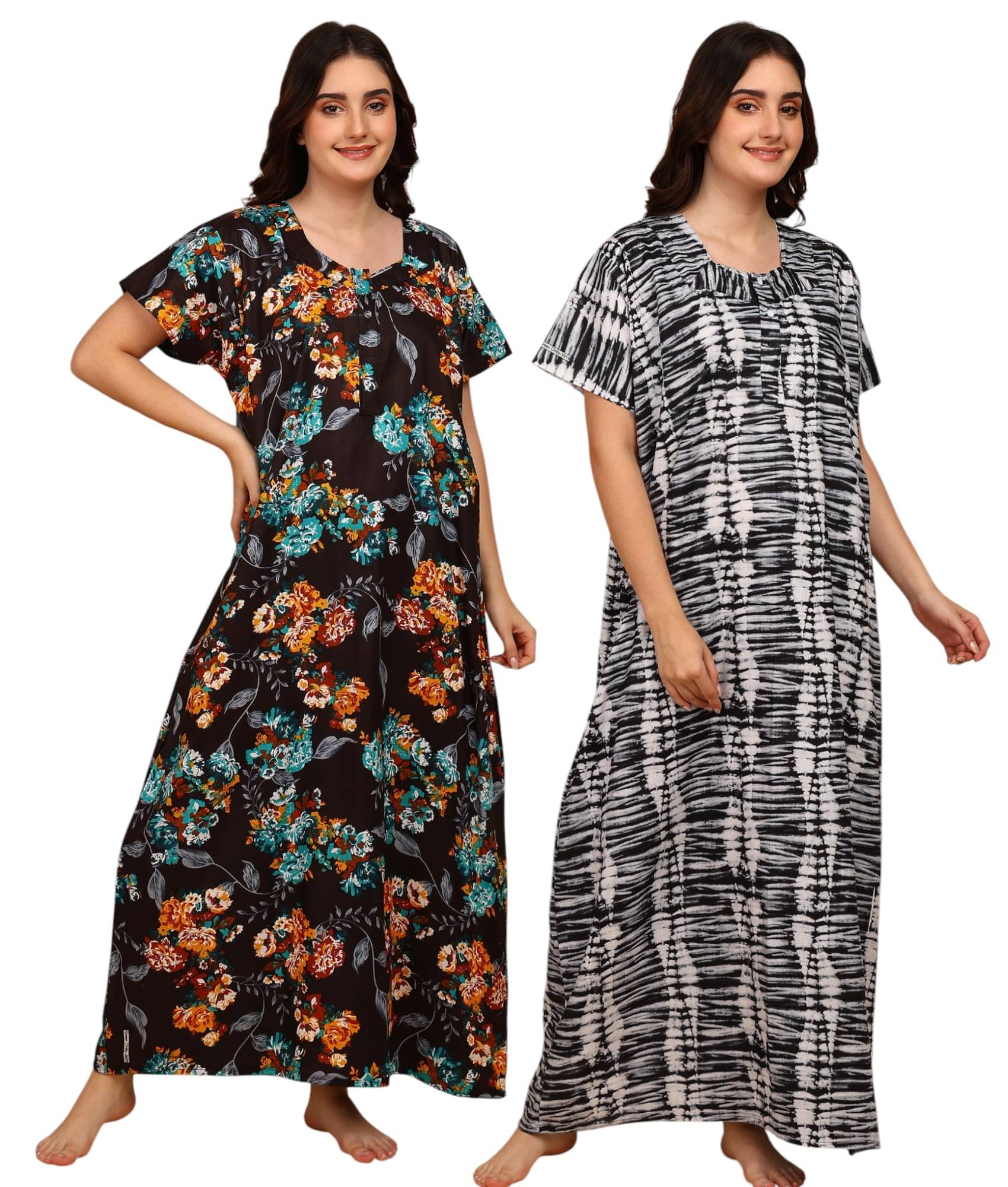     			manidhari fab Multicolor Cotton Women's Nightwear Nighty & Night Gowns ( Pack of 2 )