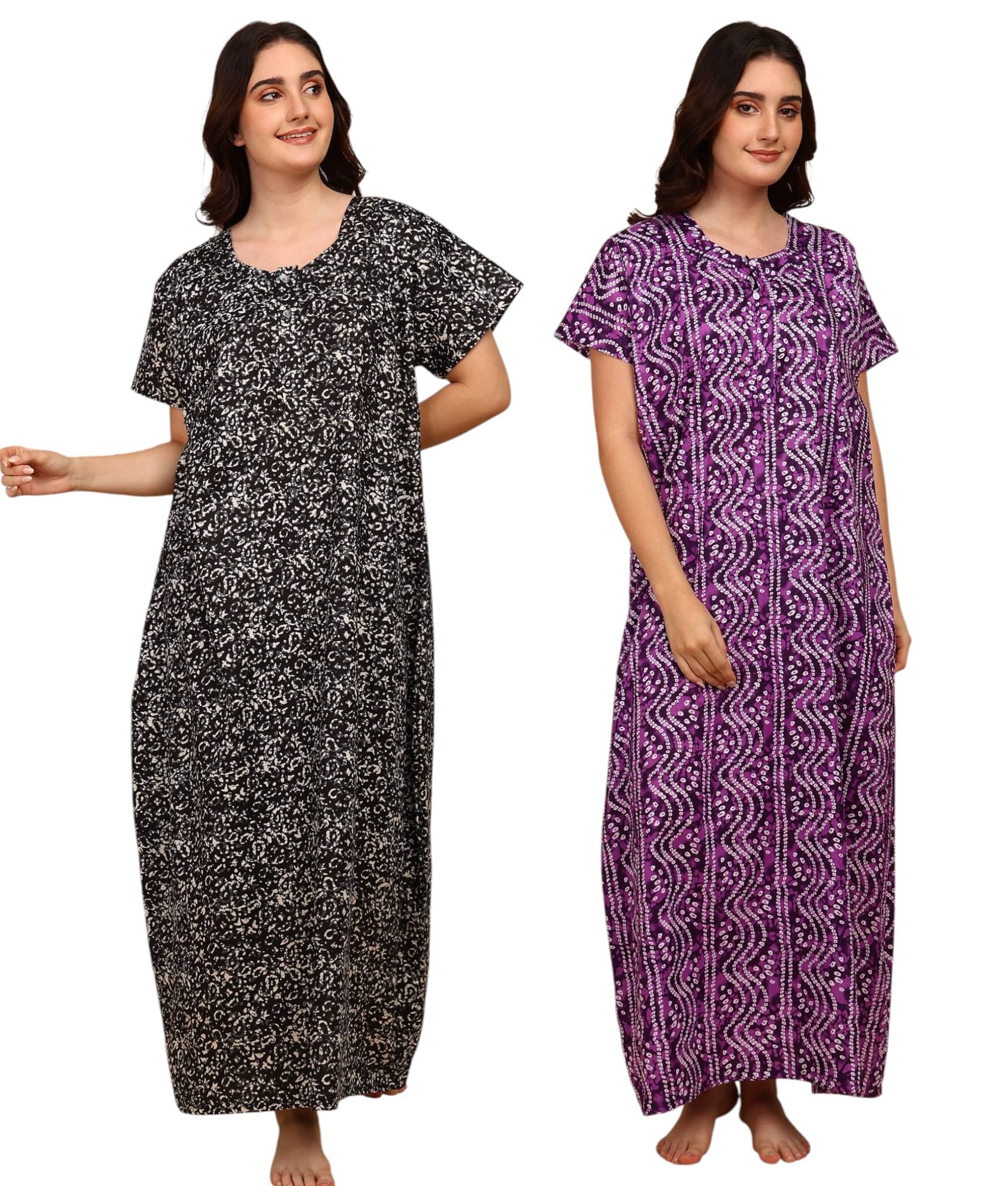 manidhari fab Multicolor Cotton Women's Nightwear Nighty & Night Gowns ( Pack of 2 ) manidhari fab Multicolor Cotton Women's Nightwear Nighty & Night Gowns ( Pack of 2 )