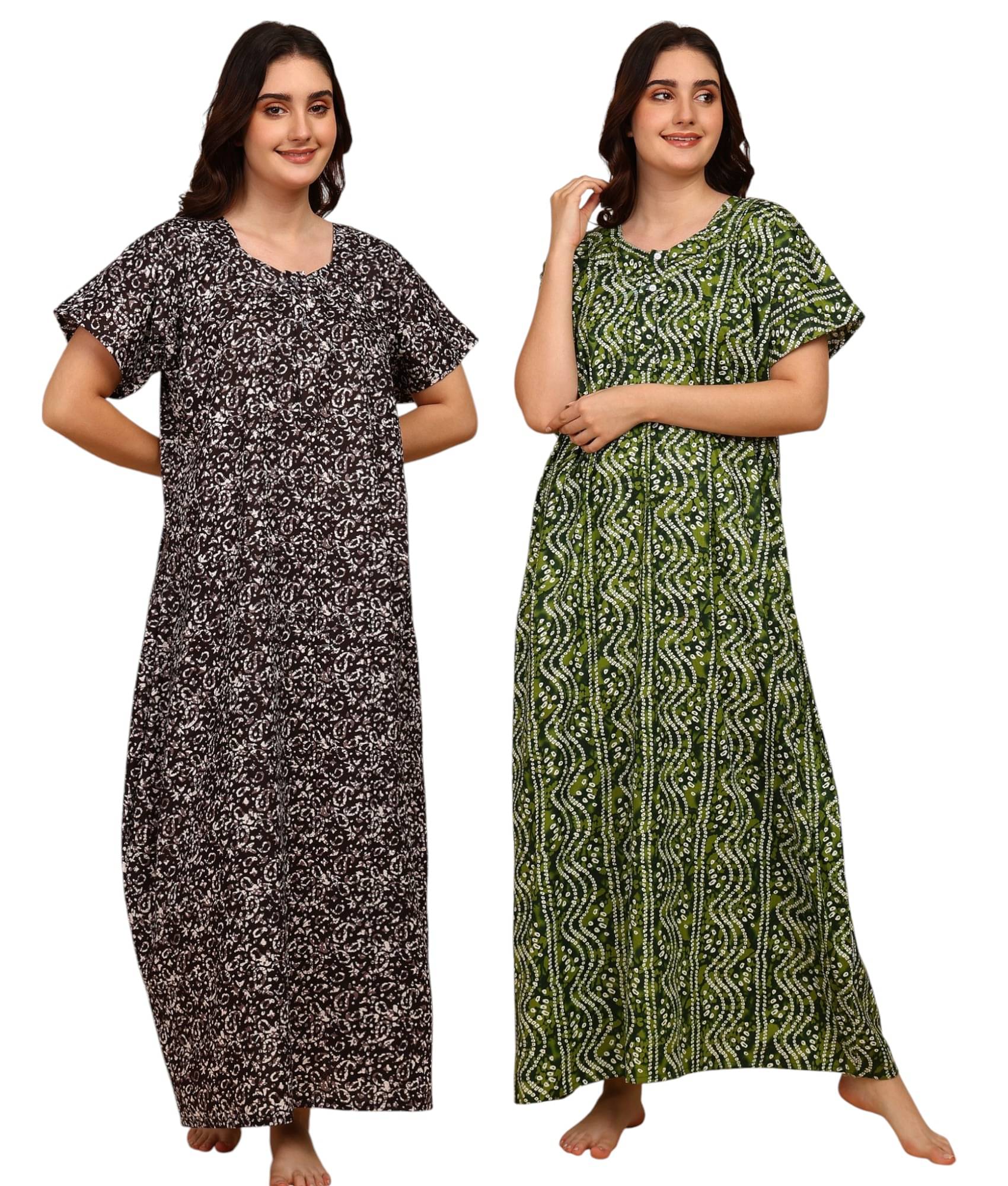     			manidhari fab Multicolor Cotton Women's Nightwear Nighty & Night Gowns ( Pack of 2 )