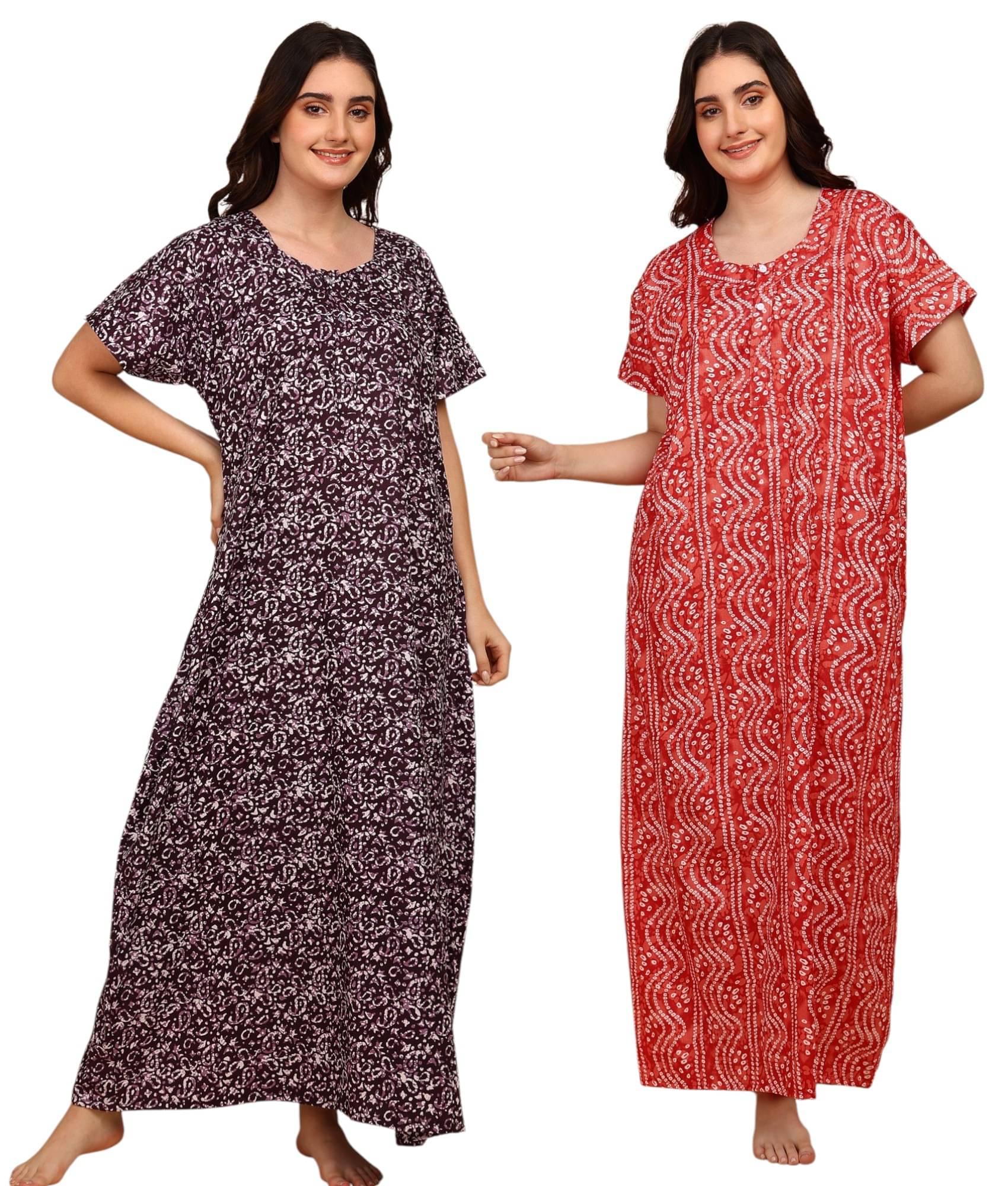     			manidhari fab Multicolor Cotton Women's Nightwear Nighty & Night Gowns ( Pack of 2 )