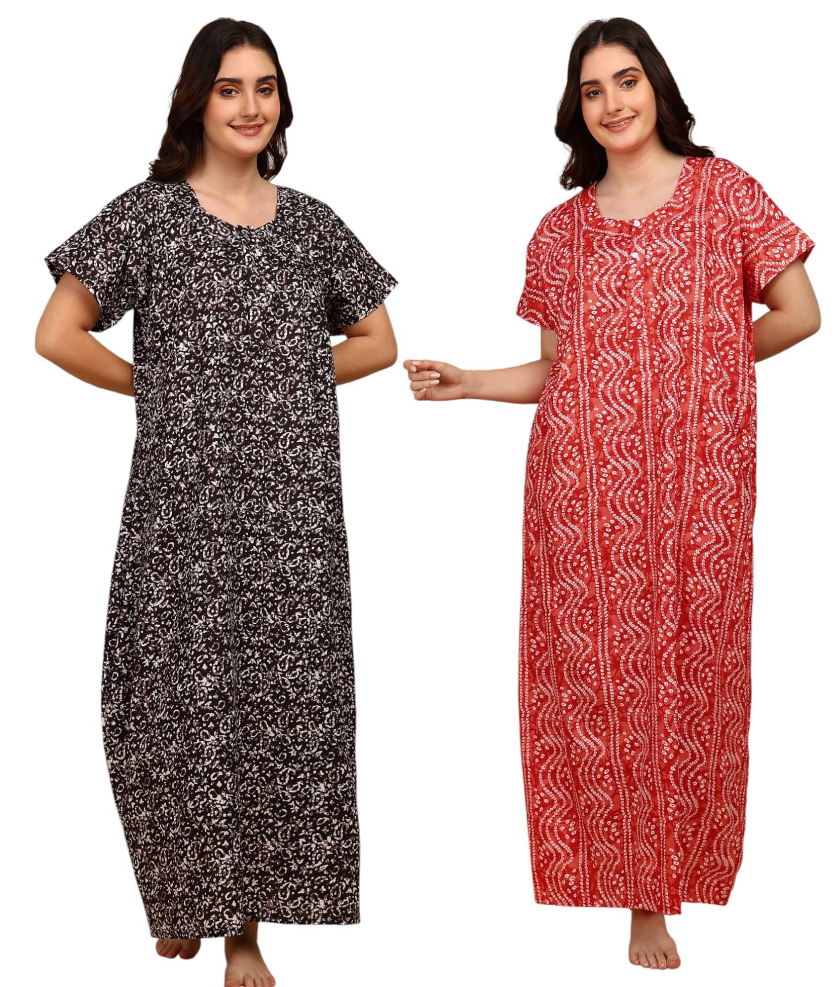     			manidhari fab Multicolor Cotton Women's Nightwear Night Dress ( Pack of 2 )