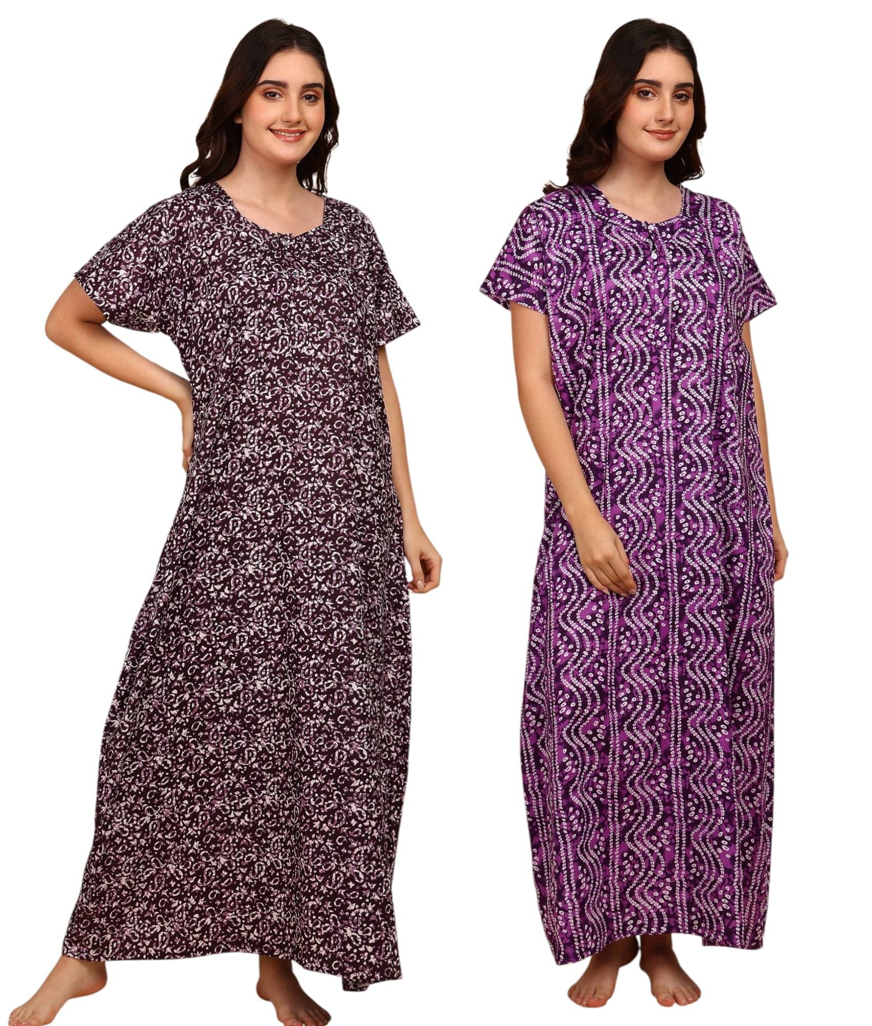     			manidhari fab Multicolor Cotton Women's Nightwear Night Dress ( Pack of 2 )