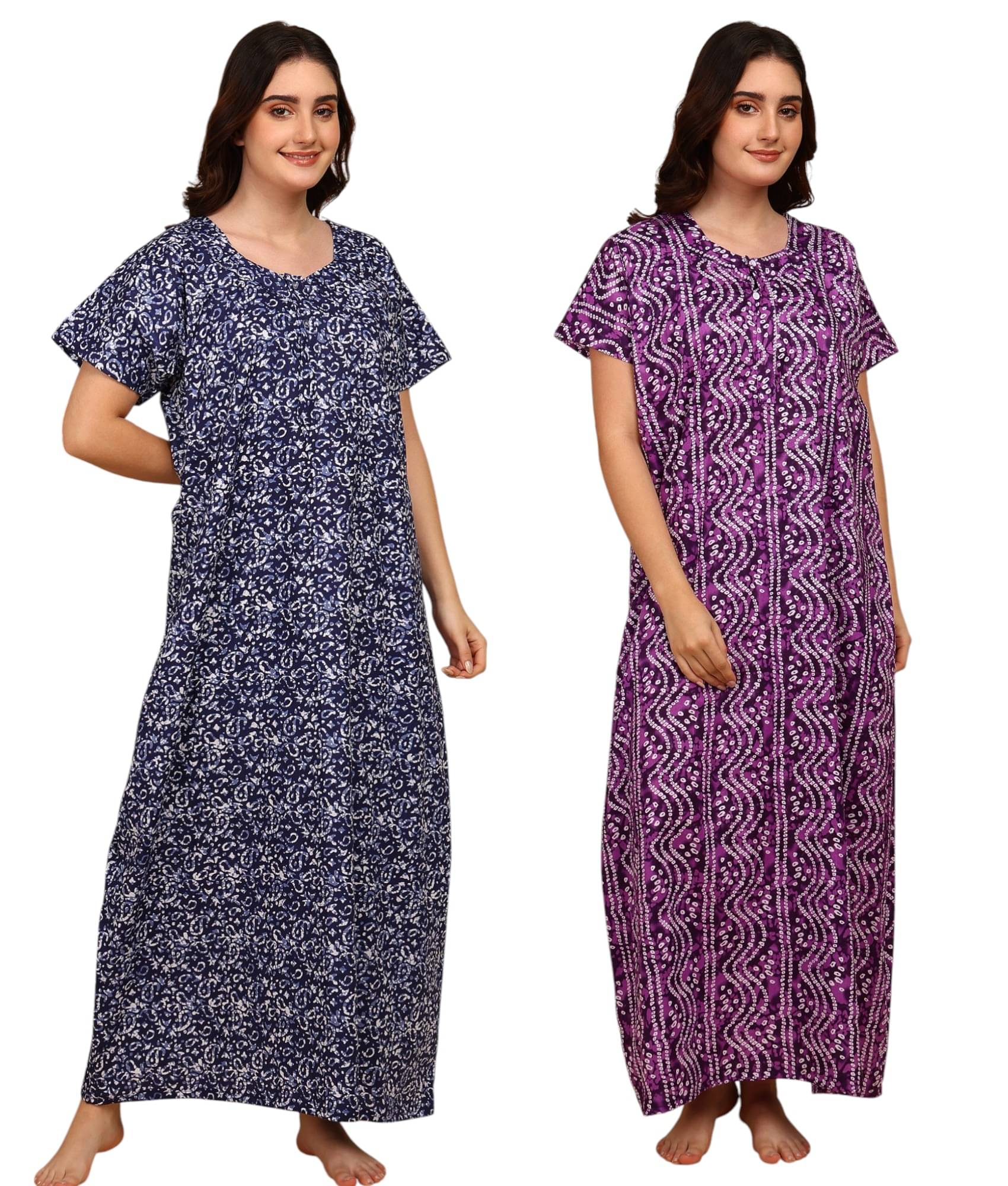     			manidhari fab Multicolor Cotton Women's Nightwear Night Dress ( Pack of 2 )