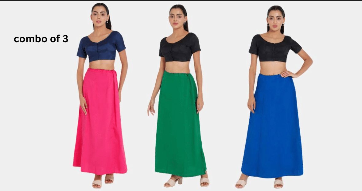 manidhari fab Multicoloured Cotton Petticoat - Pack of 3 manidhari fab Multicoloured Cotton Petticoat - Pack of 3