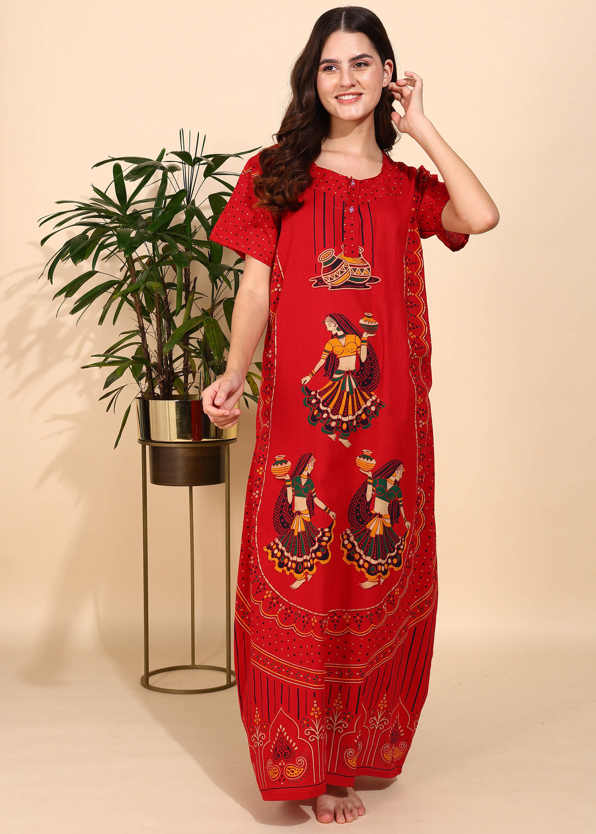 manidhari fab Red Cotton Women's Nightwear Nighty & Night Gowns ( Pack of 1 ) manidhari fab Red Cotton Women's Nightwear Nighty & Night Gowns ( Pack of 1 )