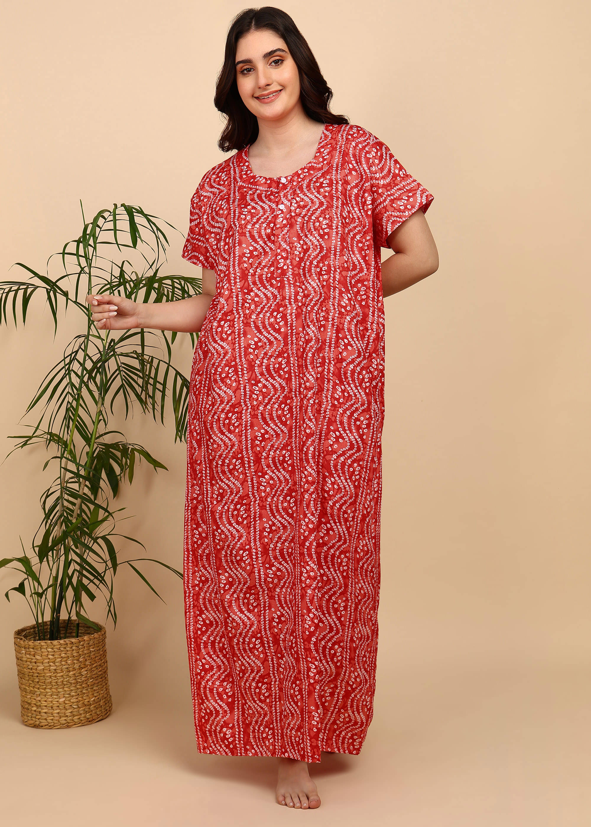     			manidhari fab Red Cotton Women's Nightwear Night Dress ( Pack of 1 )