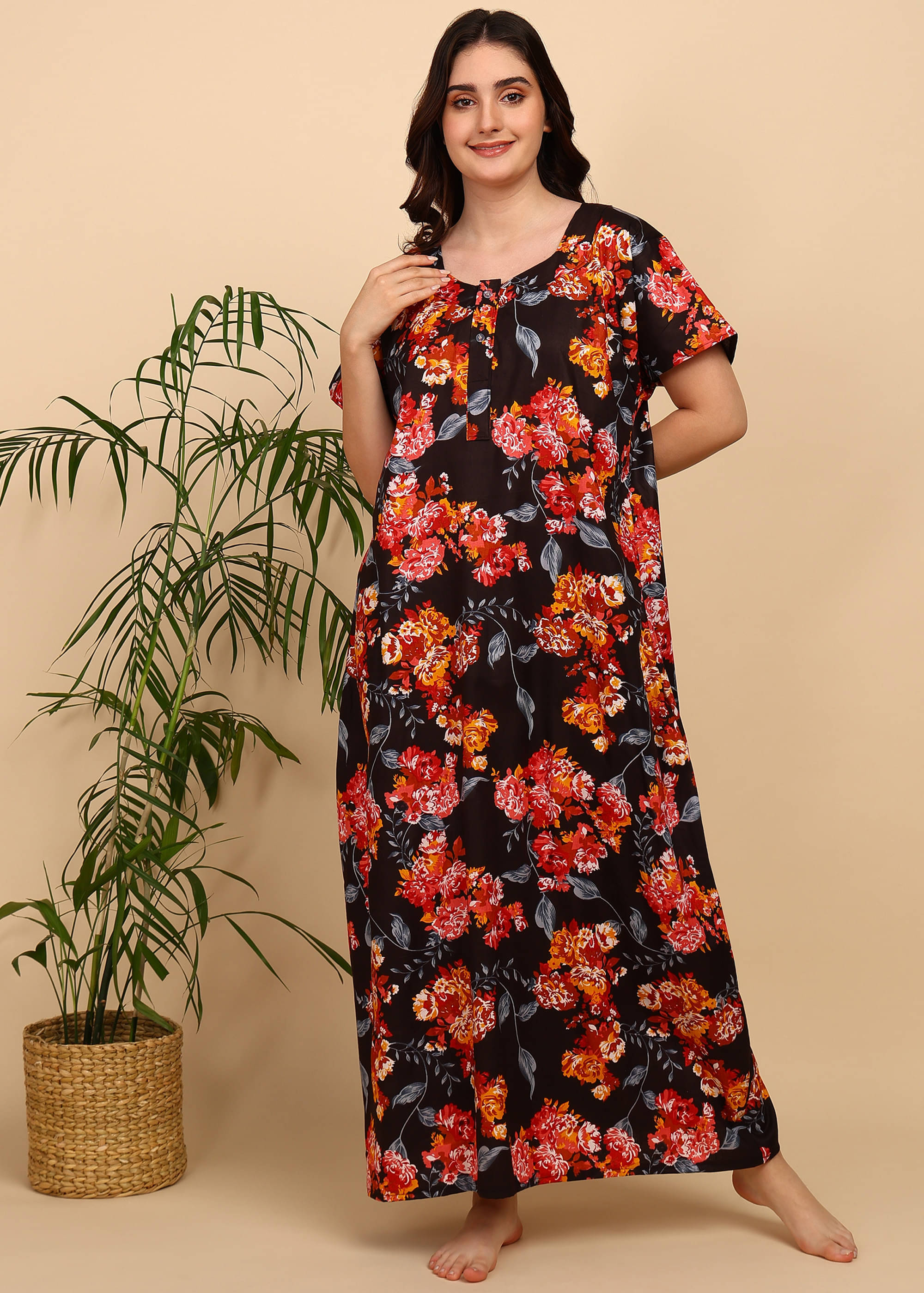     			manidhari fab Red Cotton Women's Nightwear Nighty & Night Gowns ( Pack of 1 )