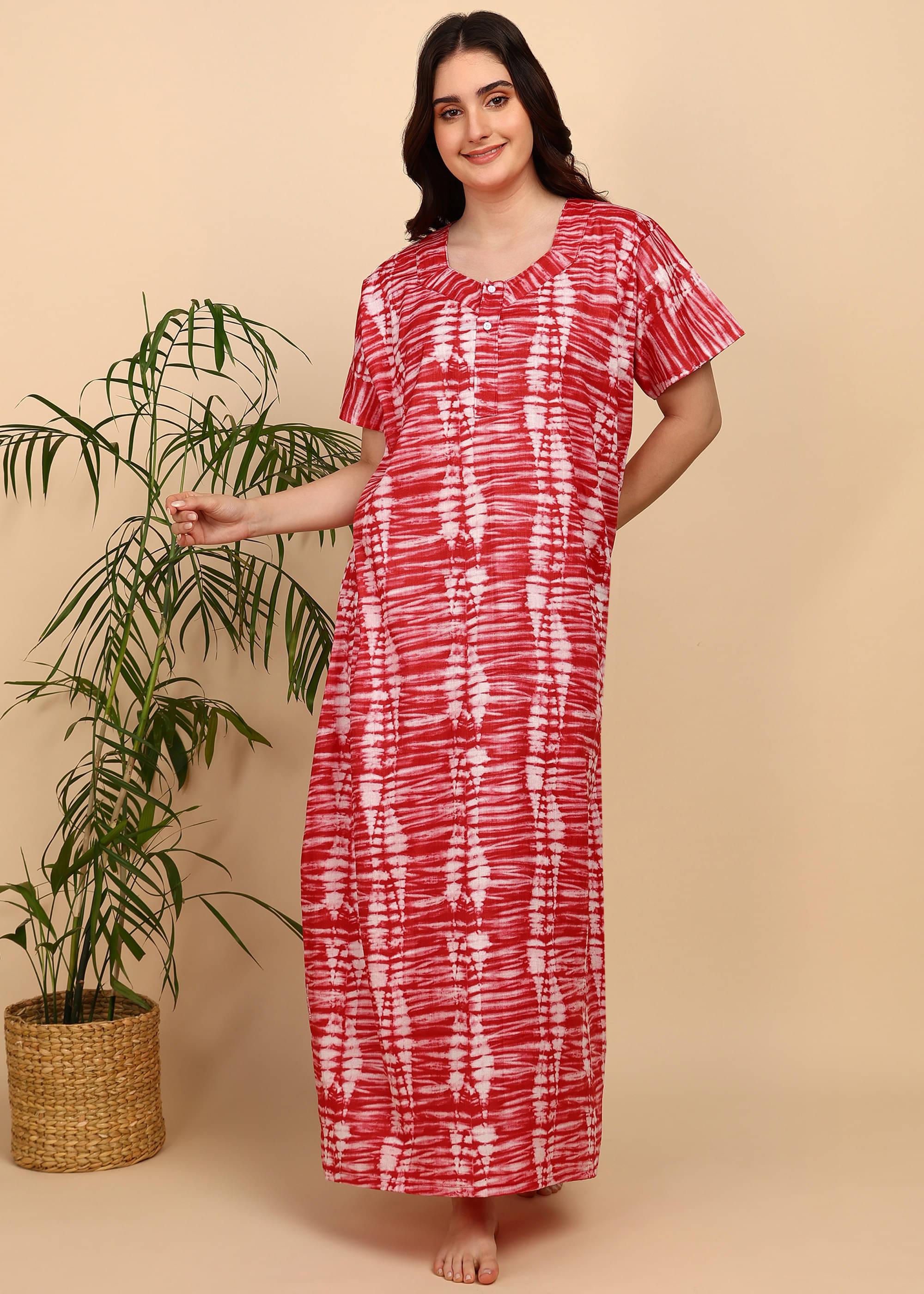 manidhari fab Red Cotton Women's Nightwear Nighty & Night Gowns ( Pack of 1 ) manidhari fab Red Cotton Women's Nightwear Nighty & Night Gowns ( Pack of 1 )