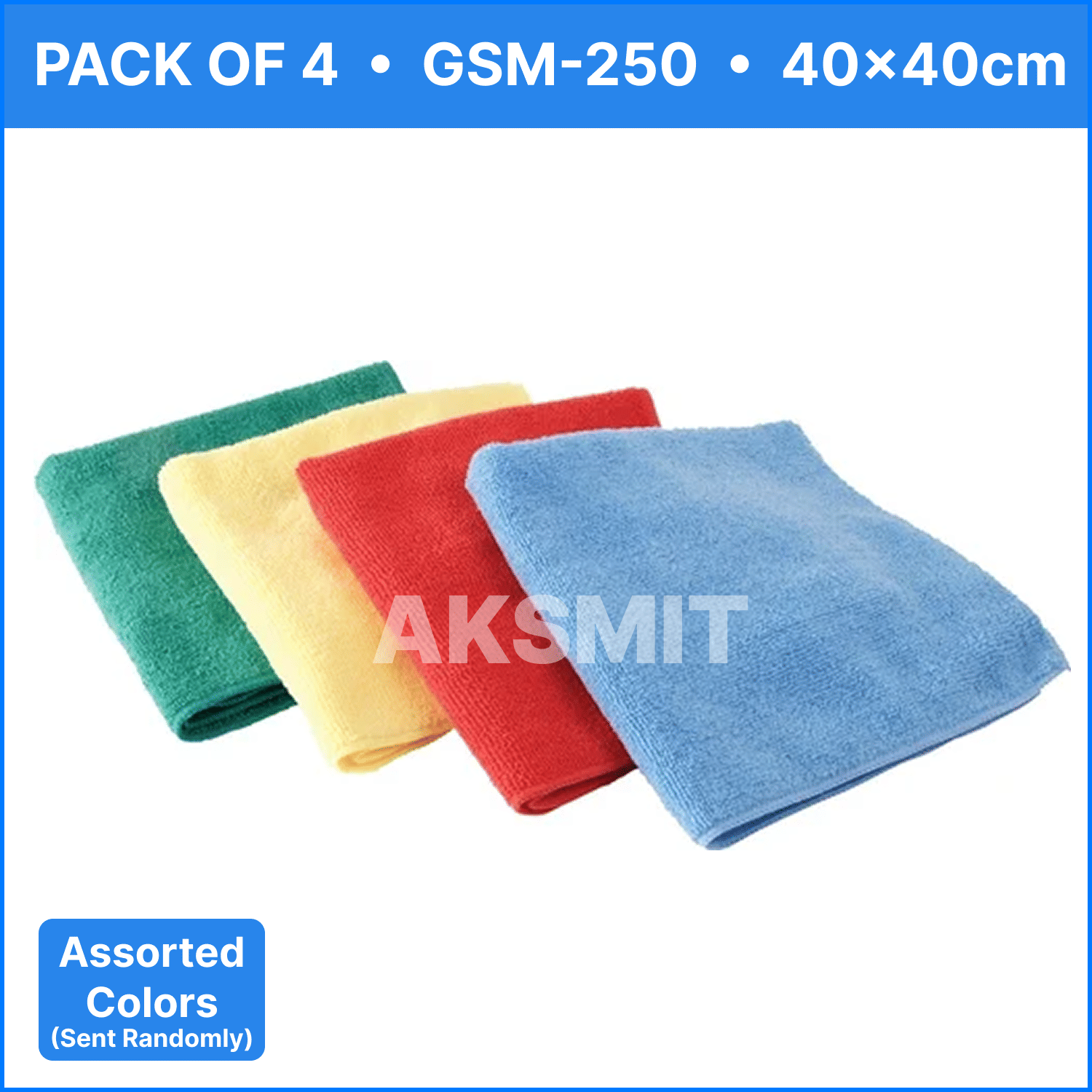     			AKSMIT Multicolor 250 GSM Microfiber Cloth For Automobile ( Pack of 4 )