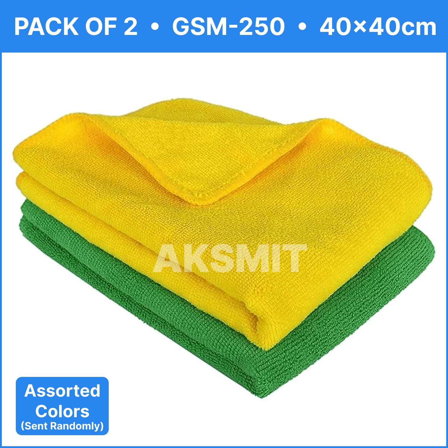     			AKSMIT Multicolor 250 GSM Microfiber Cloth For Automobile ( Pack of 2 )